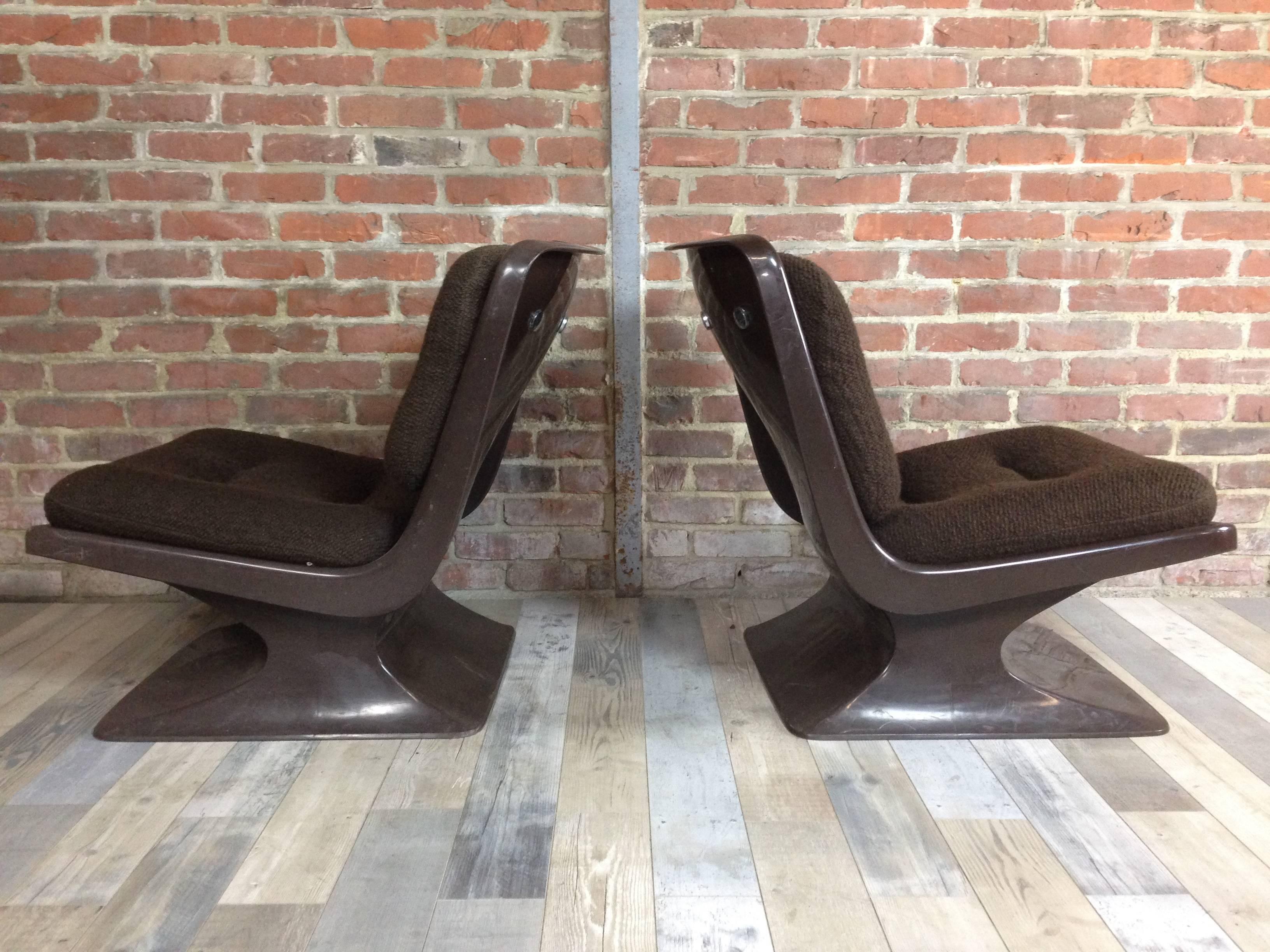 Space Age French Design Pair of Lounge Chair by Albert Jacob for Grosfillex 1