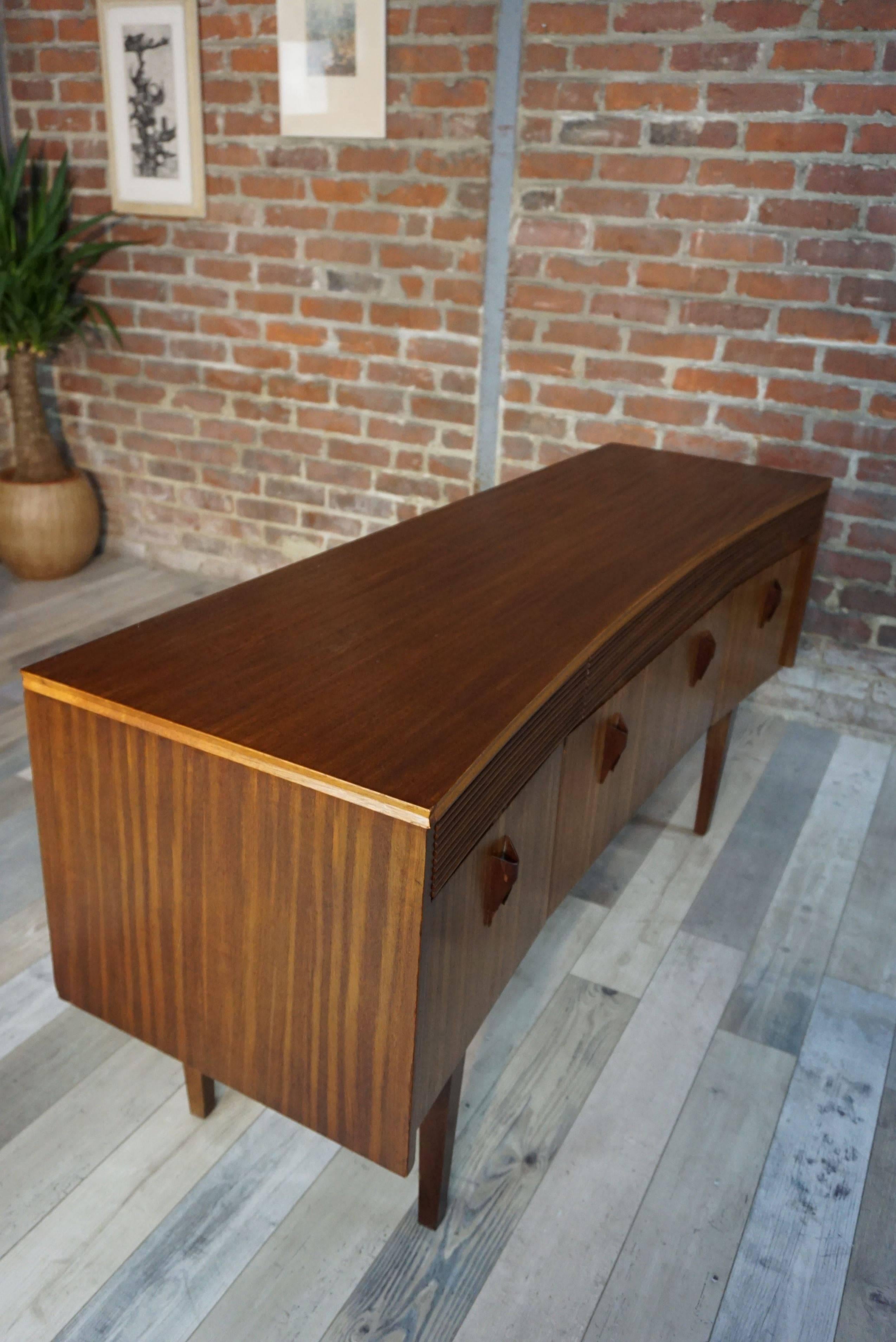 20th Century Curved Chest of Drawers Design 1960s in Rosewood and Zebrano Wood