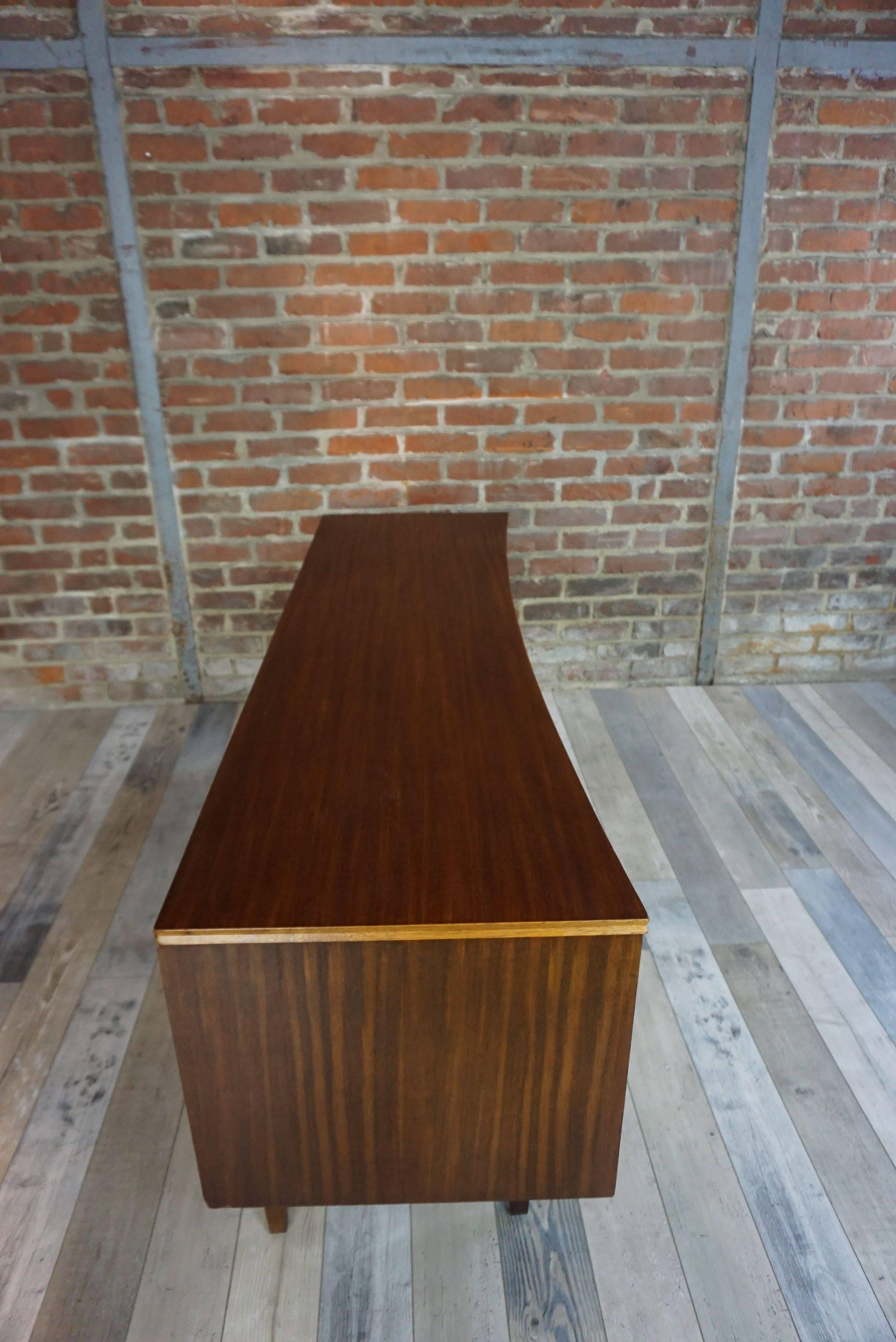 Curved Chest of Drawers Design 1960s in Rosewood and Zebrano Wood 1