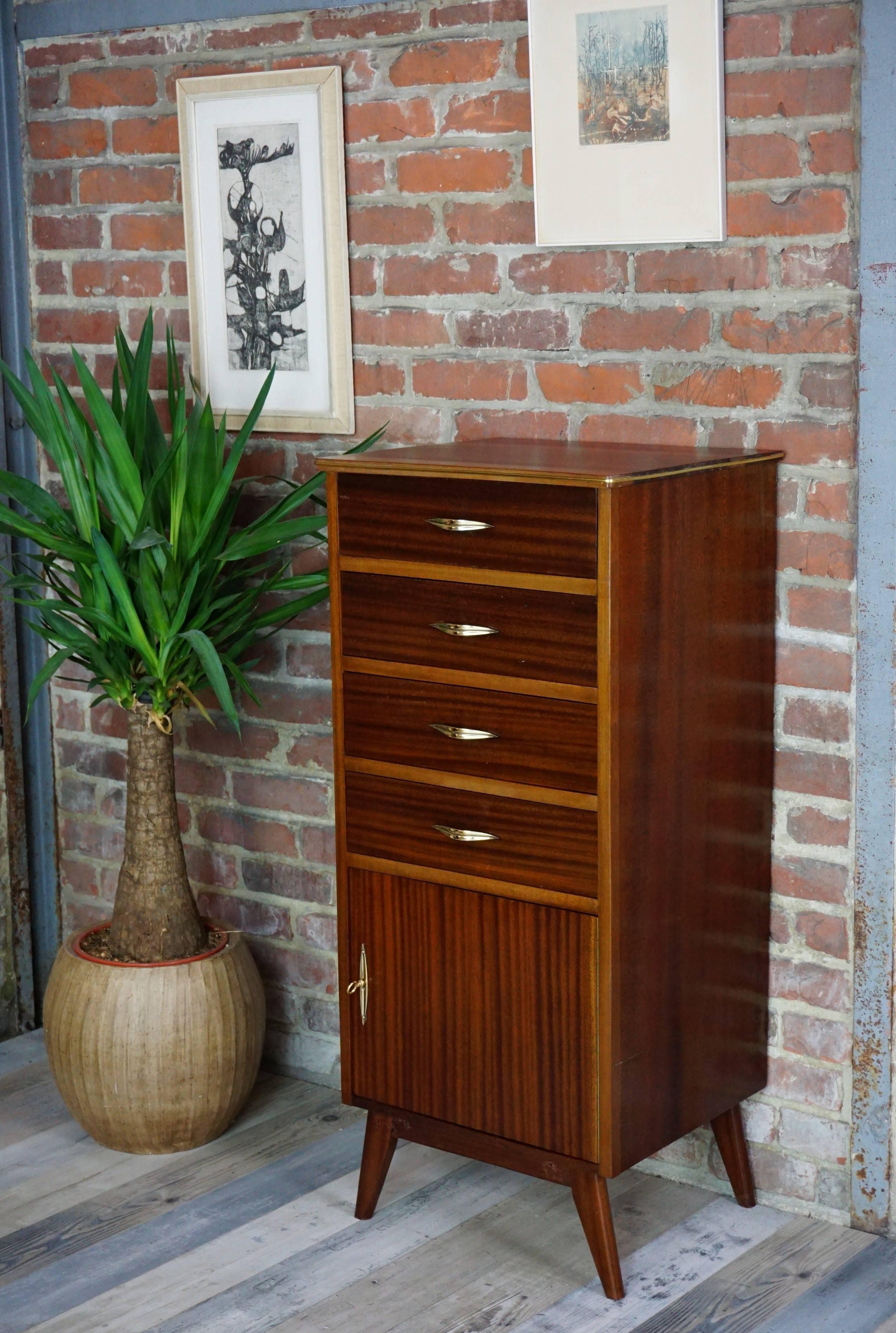 Mid-Century Modern High Chest of Drawers Design from the 1950s