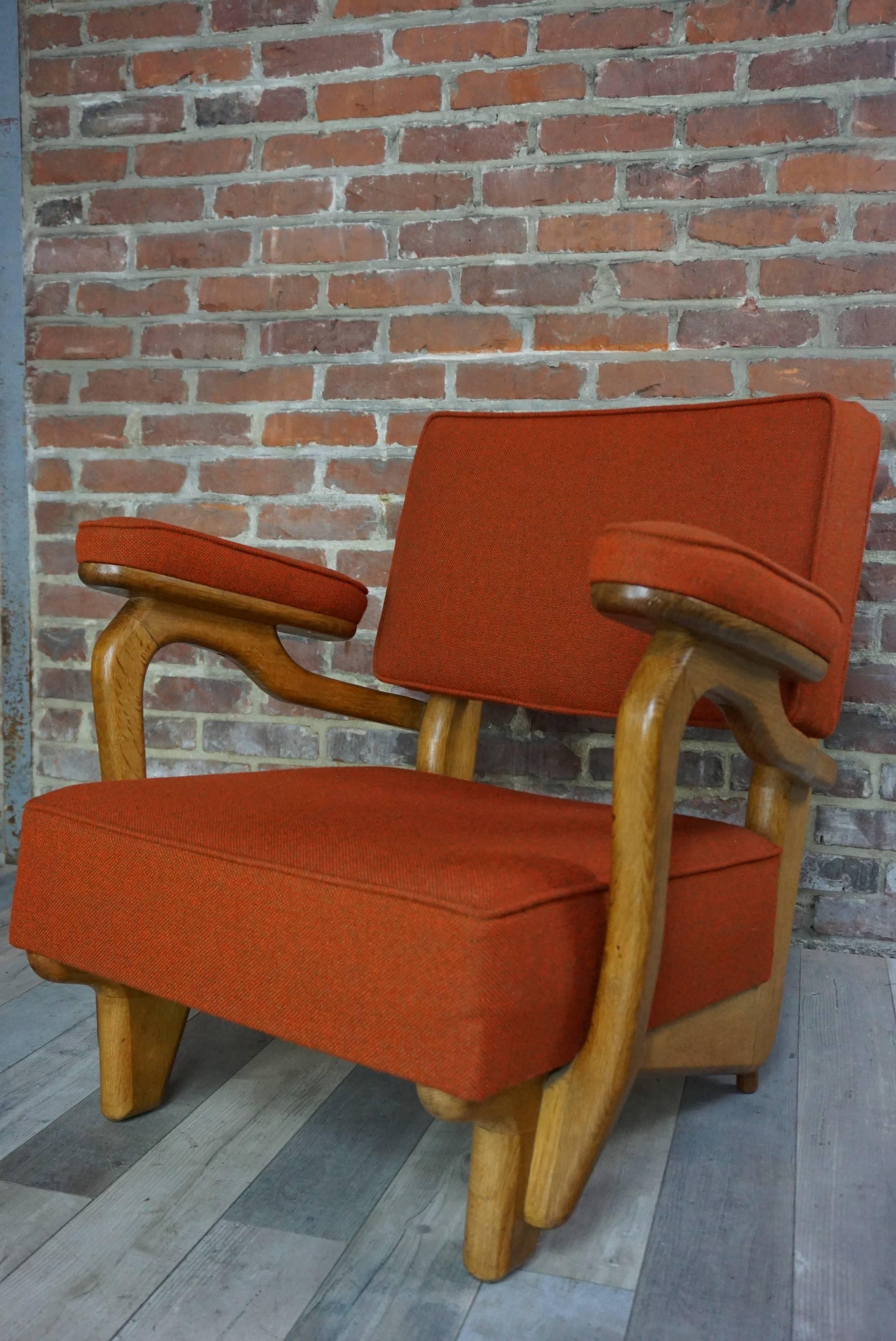 Mid-Century Modern French Design of the 1950s Armchair by Guillerme et Chambron
