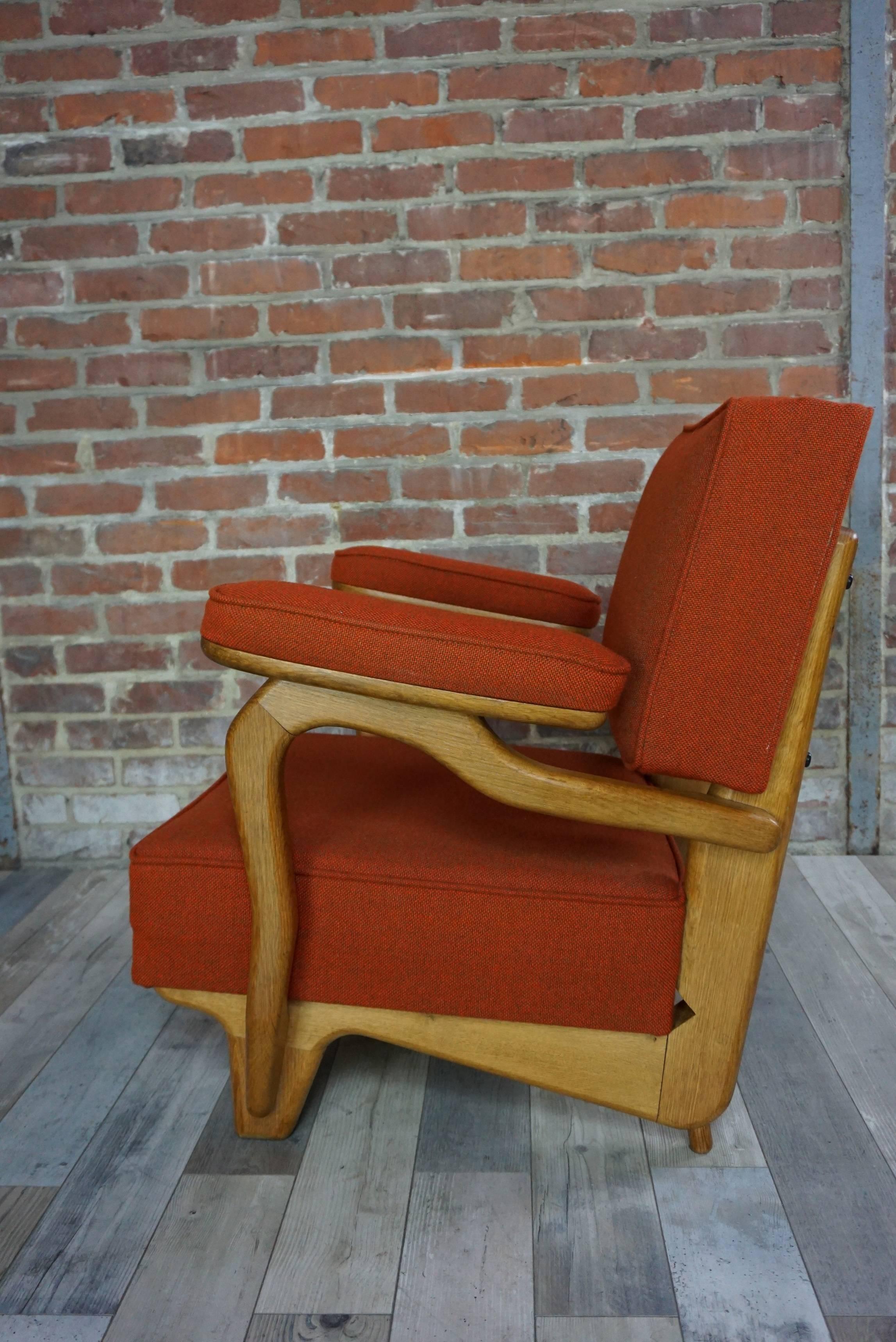 20th Century French Design of the 1950s Armchair by Guillerme et Chambron