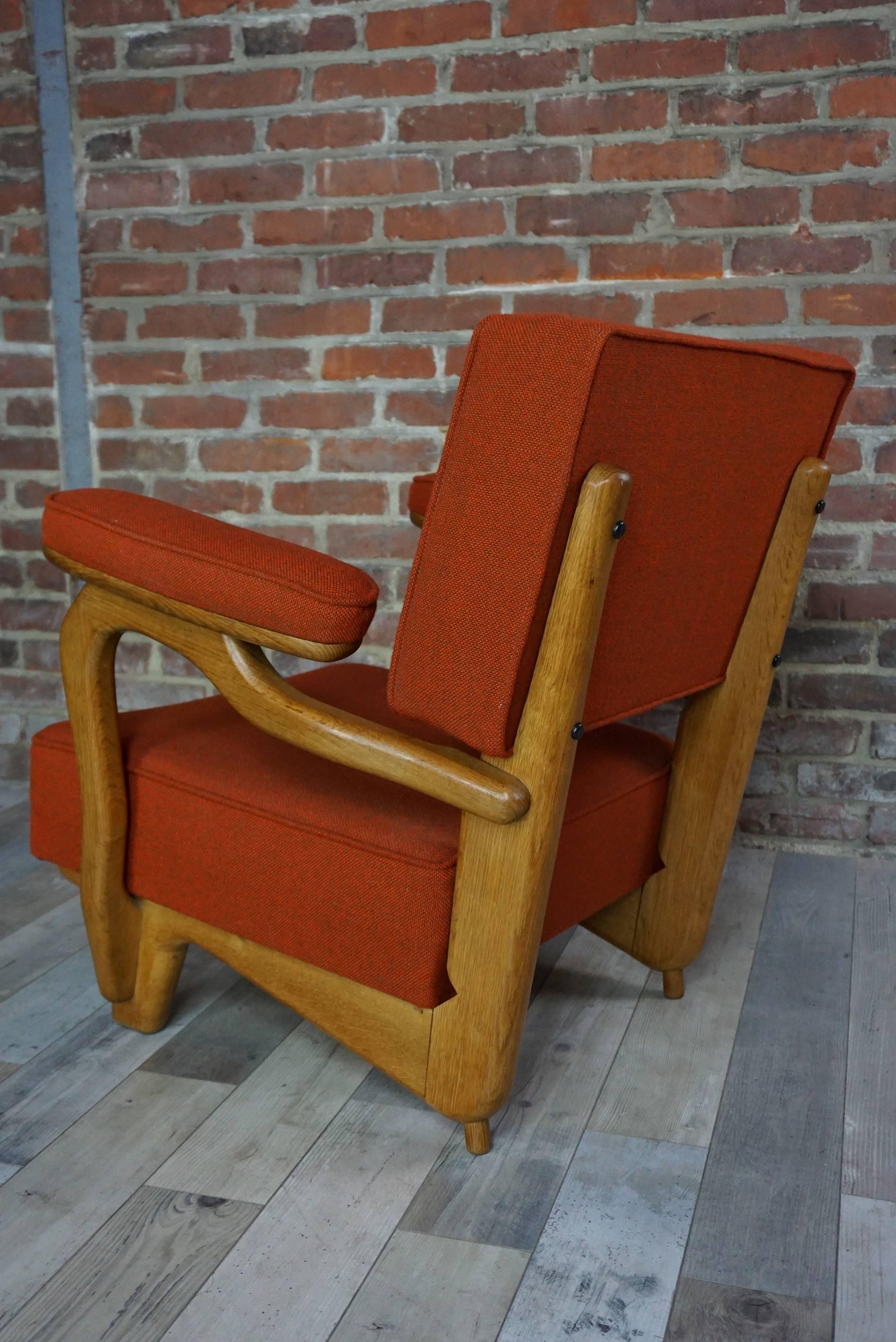 French Design of the 1950s Armchair by Guillerme et Chambron 3