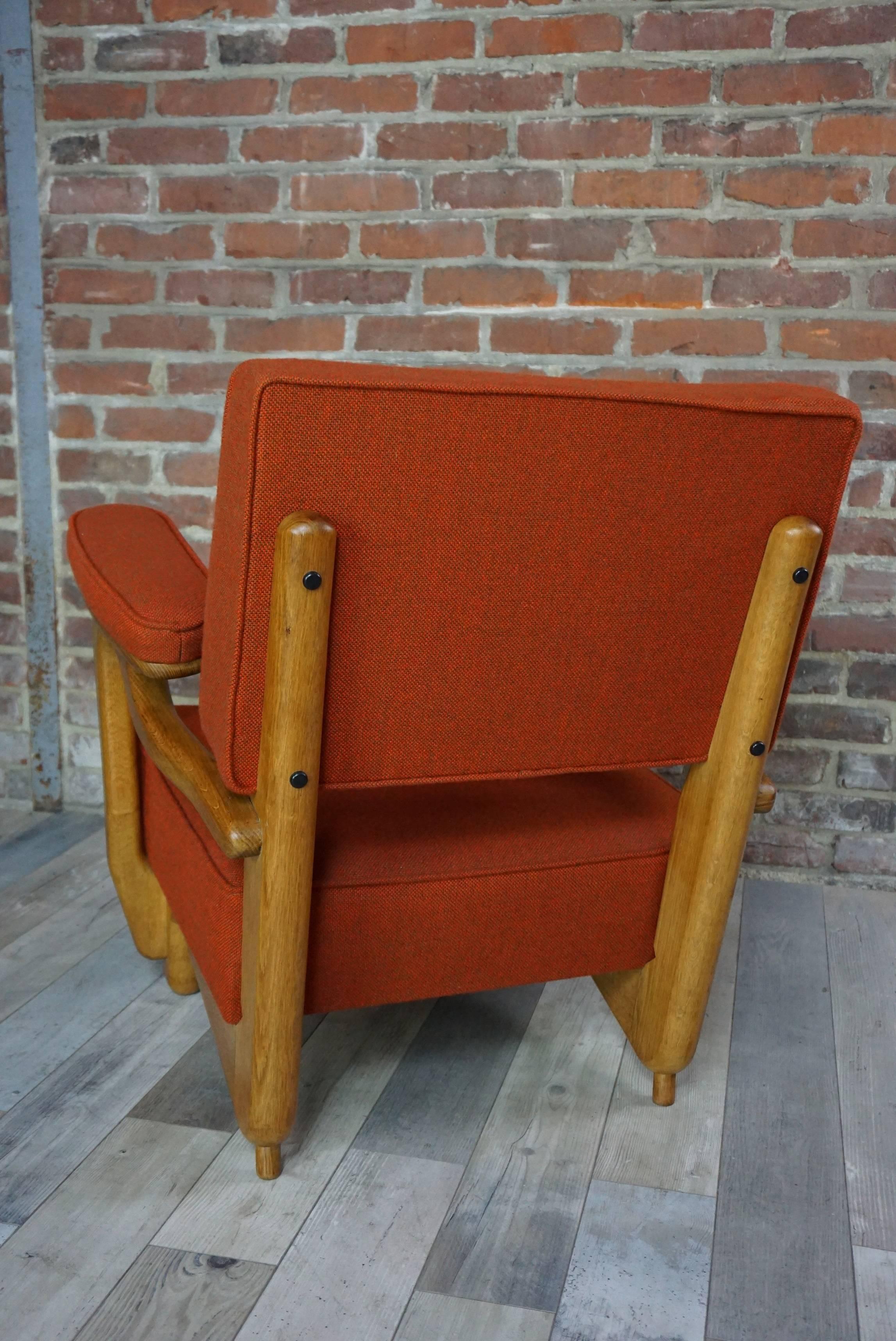 French Design of the 1950s Armchair by Guillerme et Chambron 4