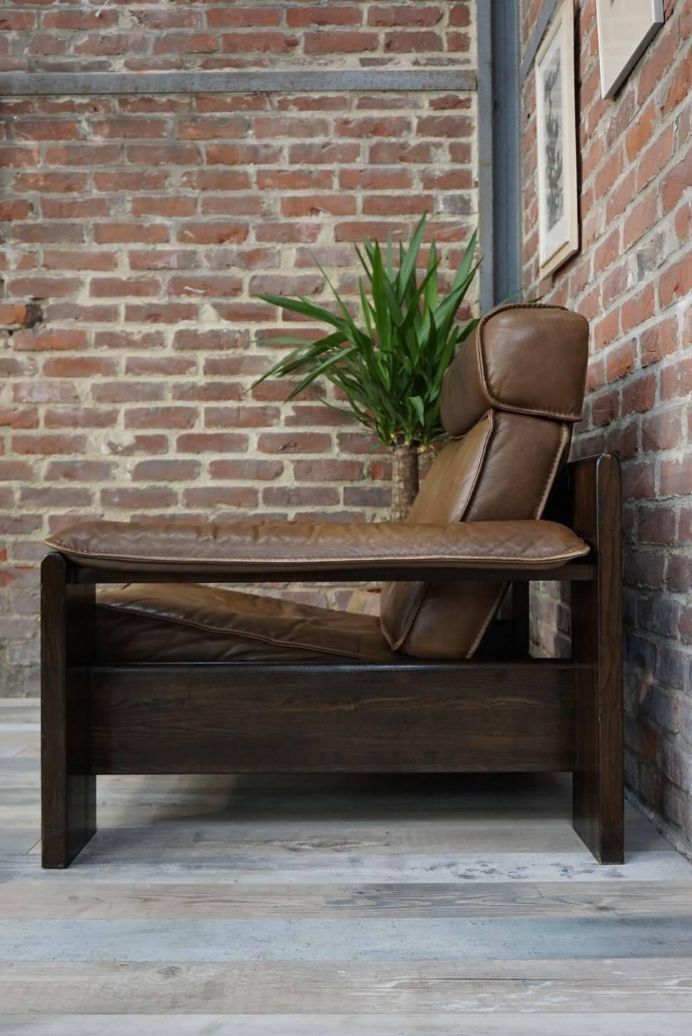 Dutch Design Oak and Leather Armchair of the 1950s by Harry De Groot for Leolux 3