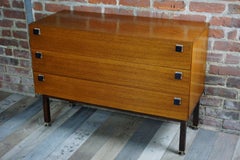 Dutch Design Vintage Teak Dresser with Metal Handles