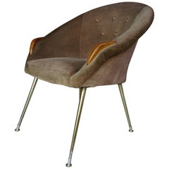 Italian Design of the 1950s Velvet of Mohair Shell Armchair