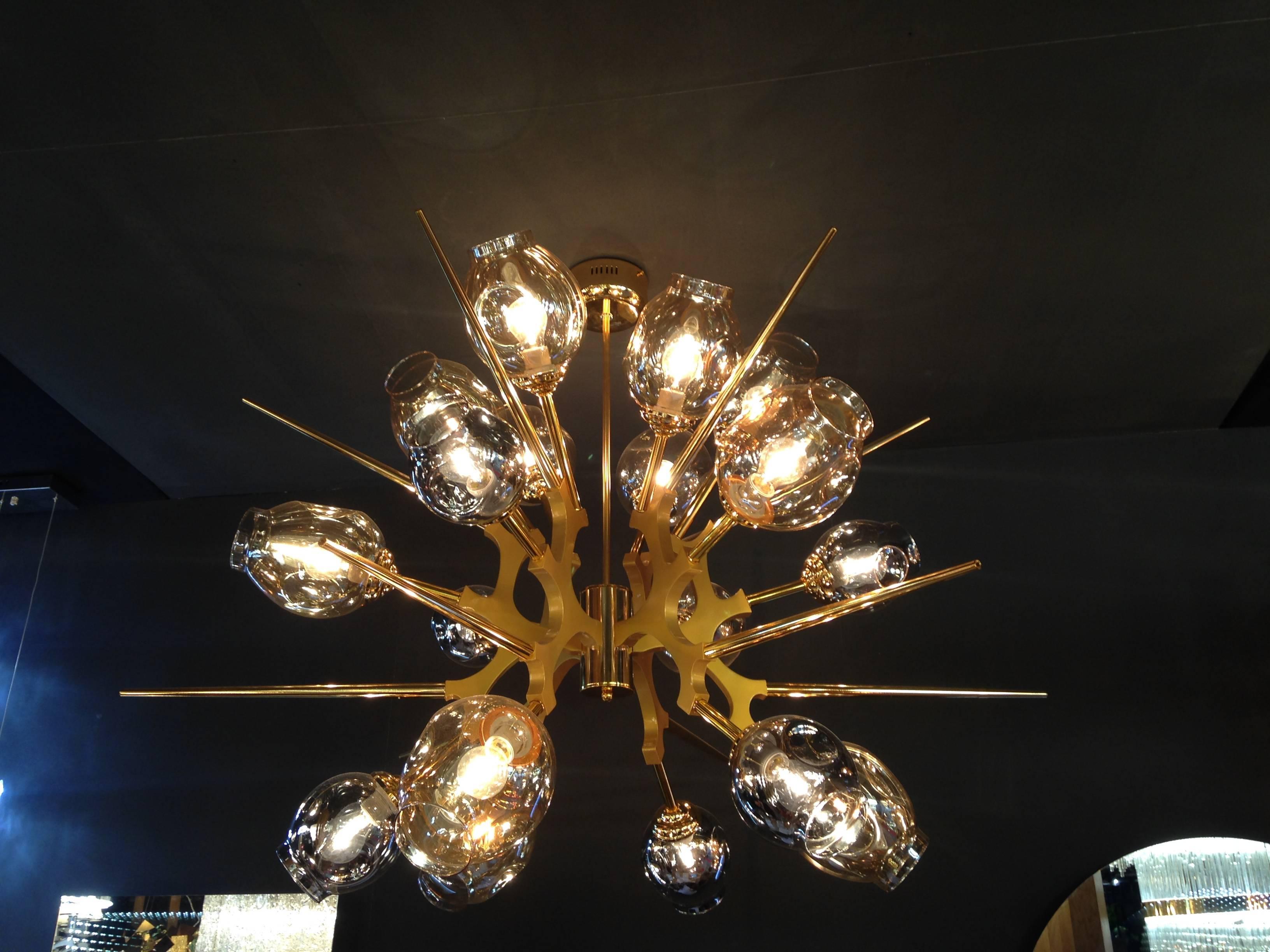Masterful metal chandelier For Sale 1