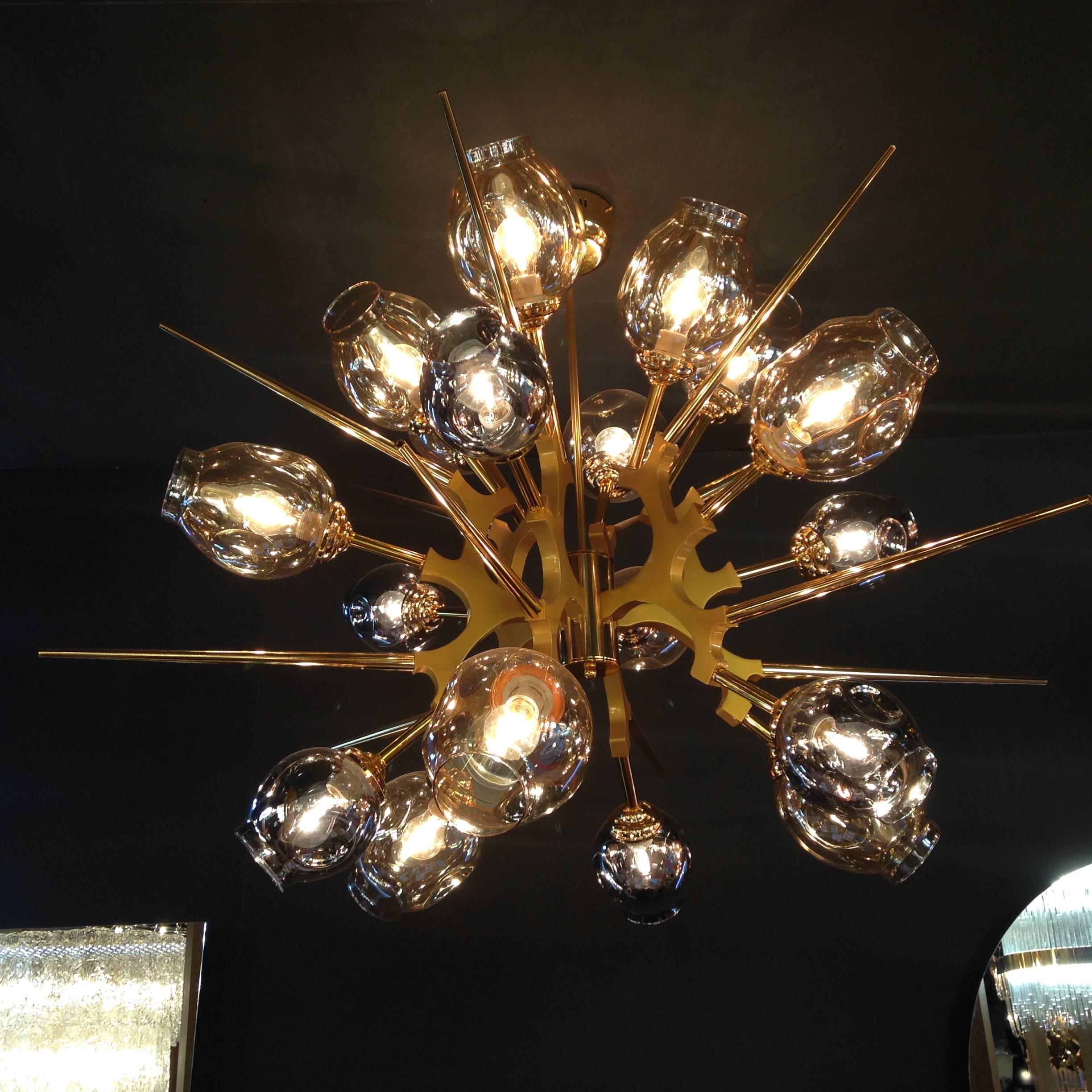 Space Age Masterful metal chandelier For Sale