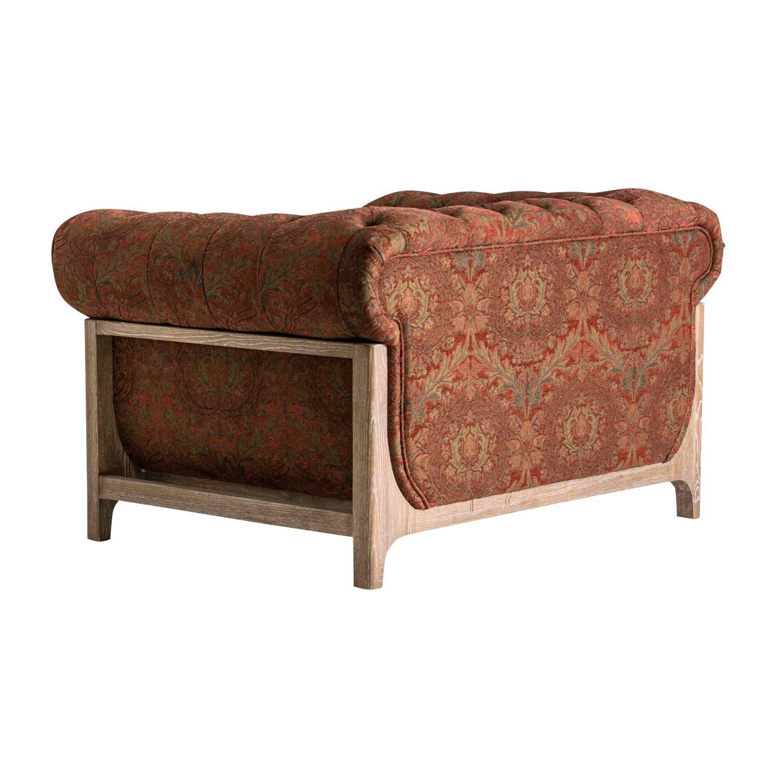Armchair style Chesterfield Lounge ash wooden structure, comfortable and trendy