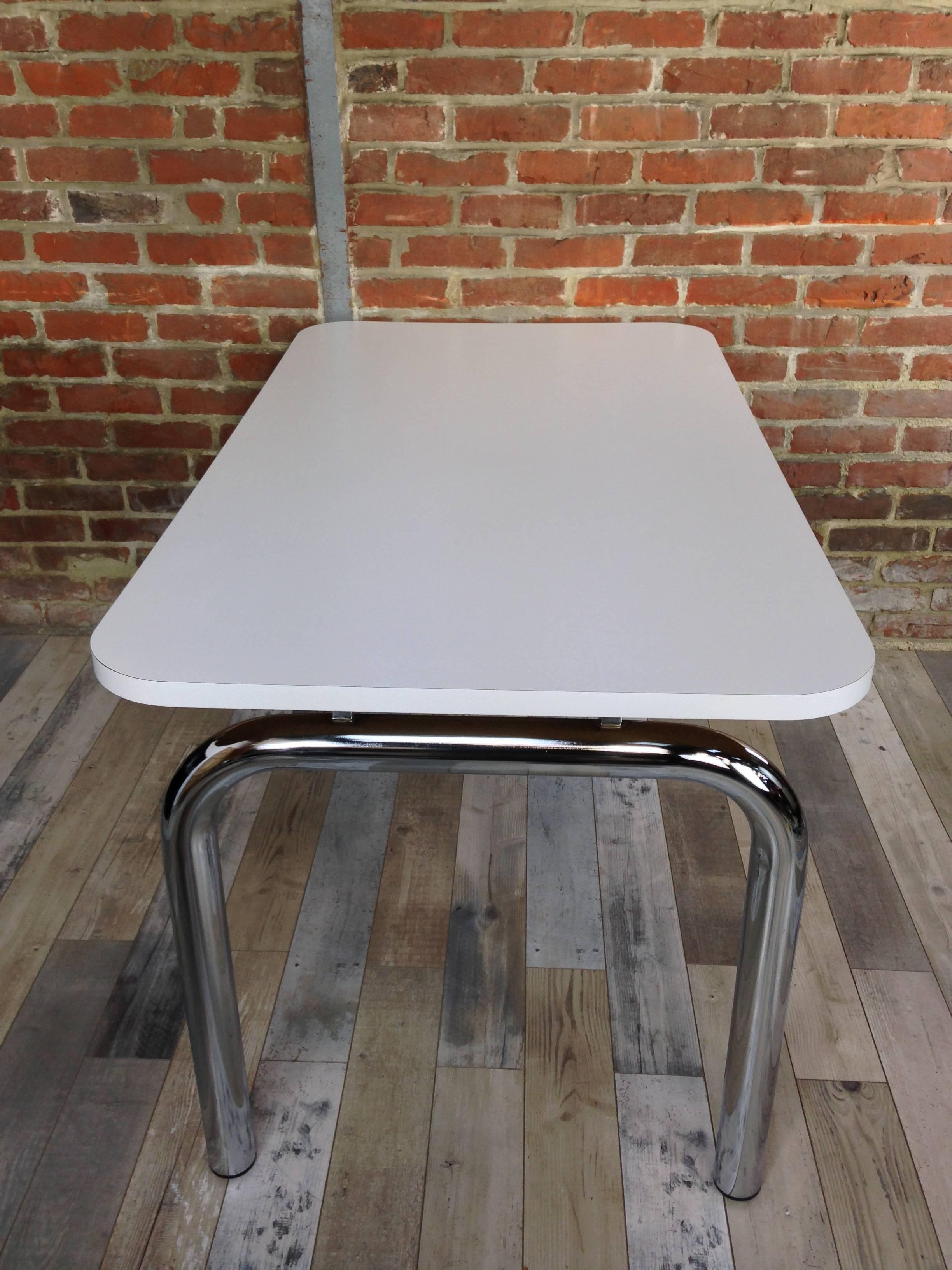 Dutch Design Of The 60's Chrome And Formica Dining Table In Excellent Condition In Tourcoing, FR