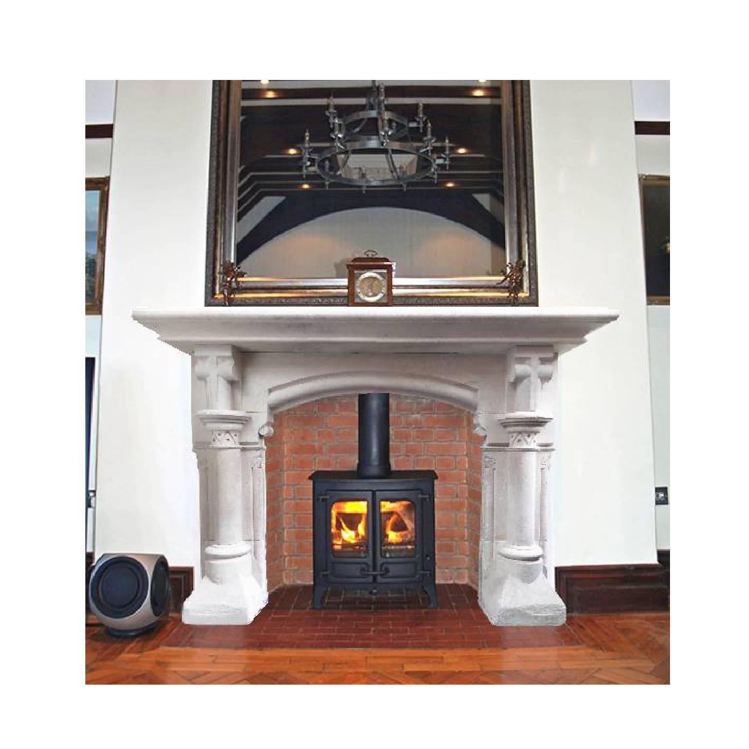 19th Century Victorian Gothic Style Stone Mantel Fireplace Surround For Sale 2