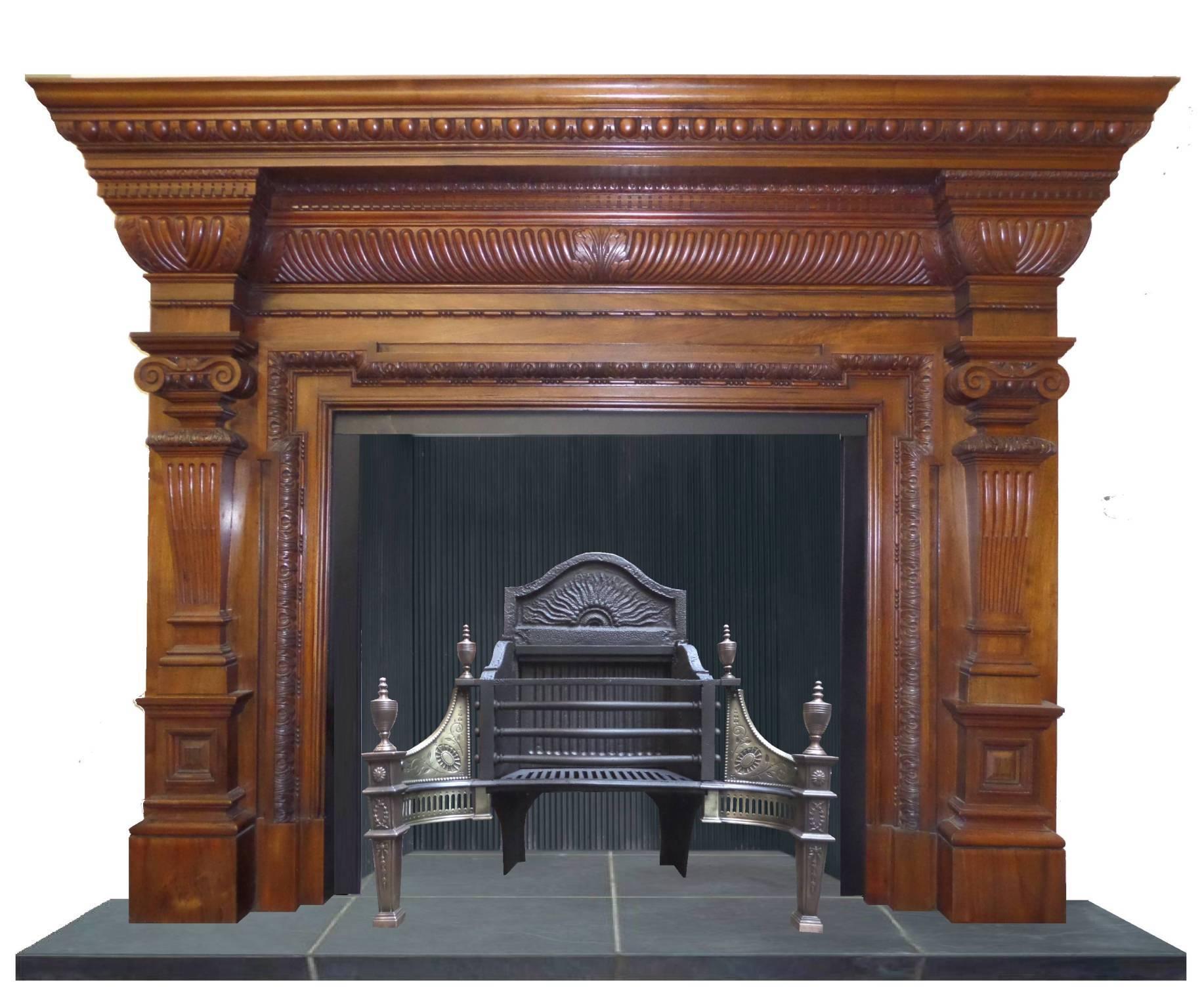19th Century Regency / Early Victorian Walnut & Mahogany  Fireplace Surround For Sale 4