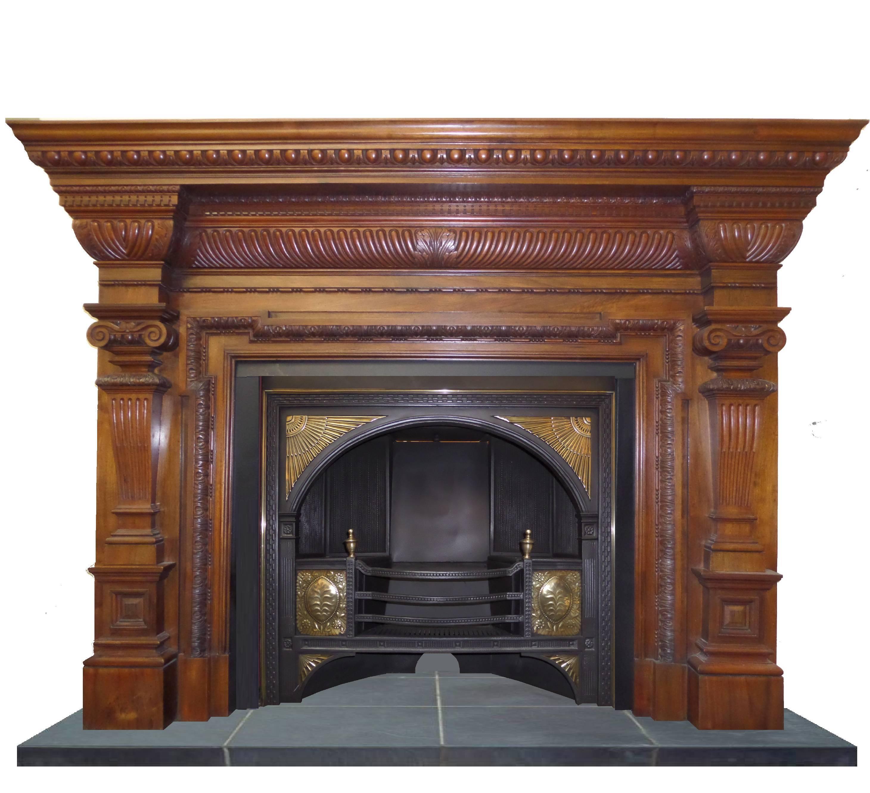19th Century 19th century Georgian Hob Grate Brass / Cast Iron Fireplace Insert For Sale
