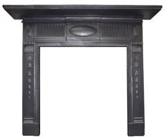 Antique 20th Century Edwardian Cast Iron Fireplace Surround in a Neoclassical Design