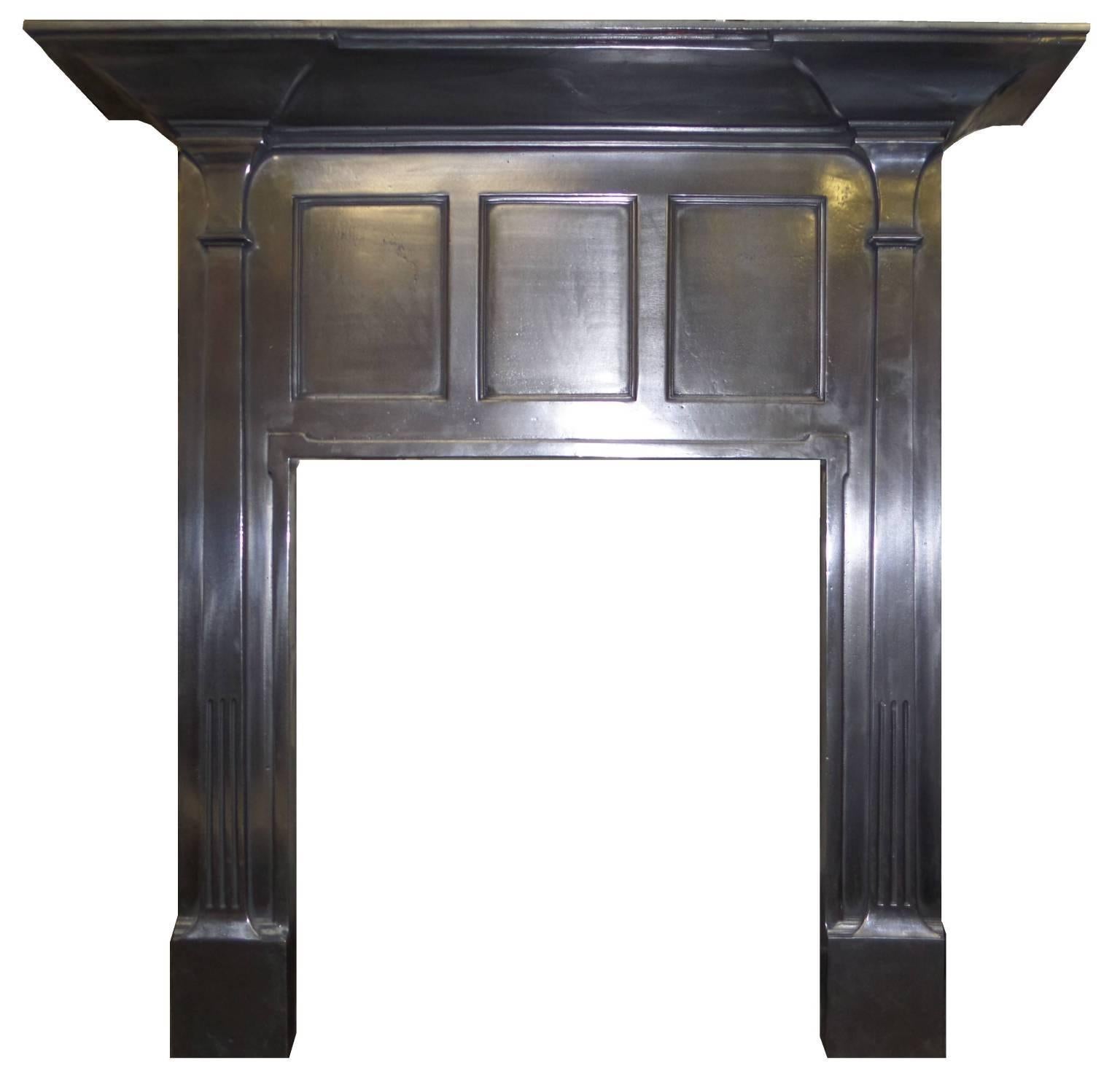20th Century Arts and Craft  'Semi Polished' Fireplace Cast Iron Surround For Sale
