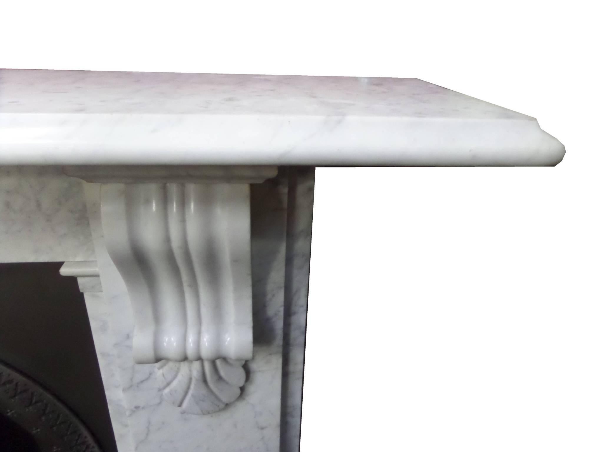 British 19th Century Victorian Carrara Marble Fireplace Chimneypiece For Sale