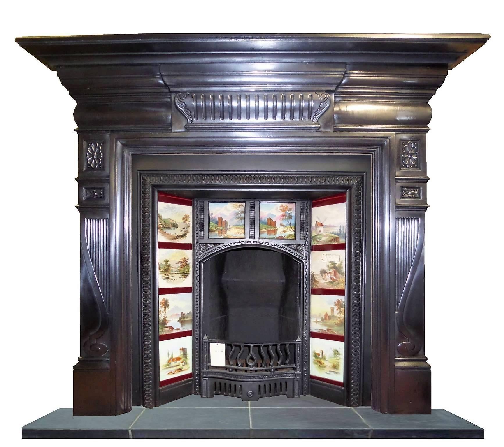 20th Century 1901 Edwardian Burnished Cast Iron Mantel Fireplace Surround For Sale 3