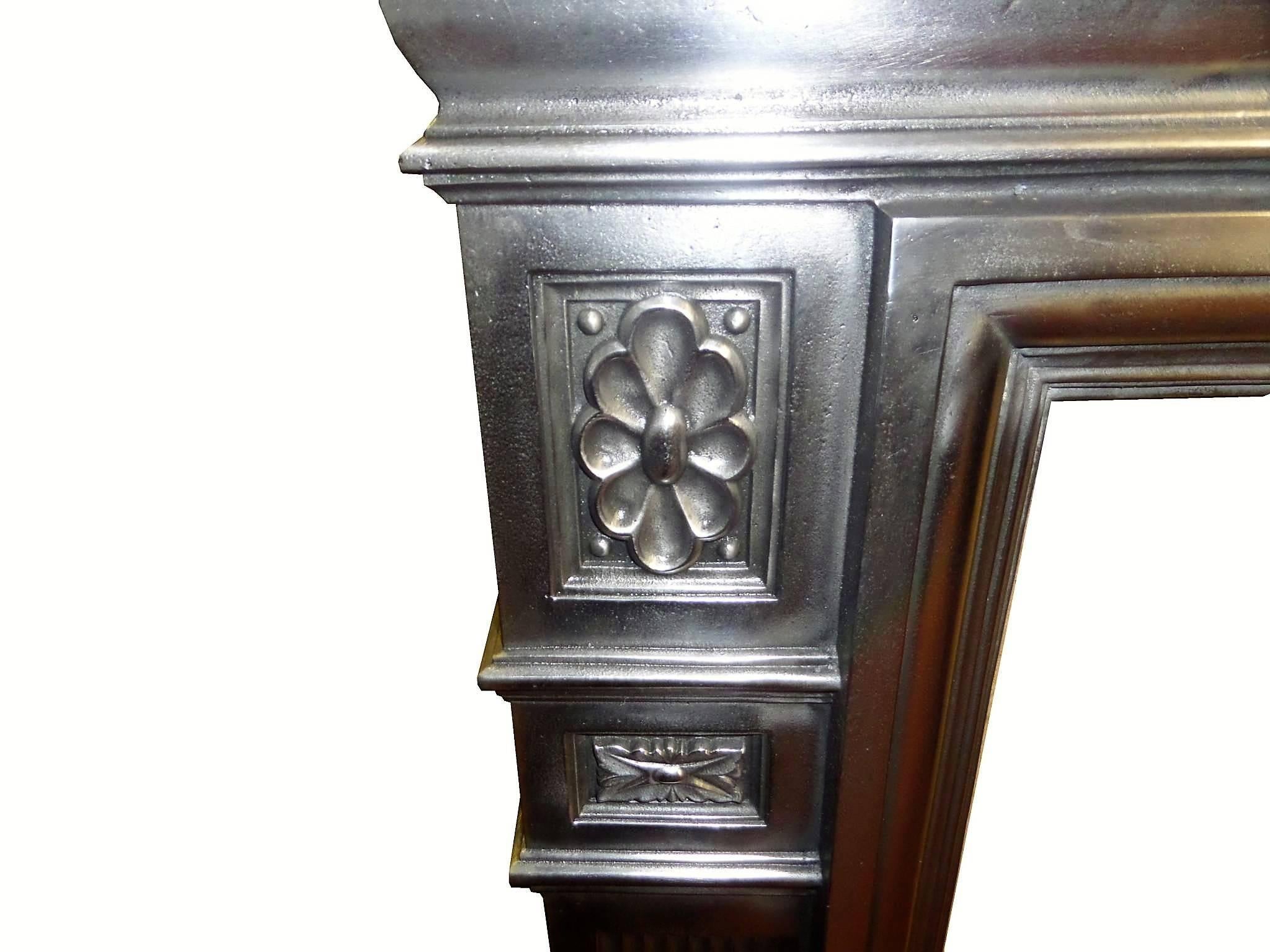 Early 20th Century 20th Century 1901 Edwardian Burnished Cast Iron Mantel Fireplace Surround For Sale