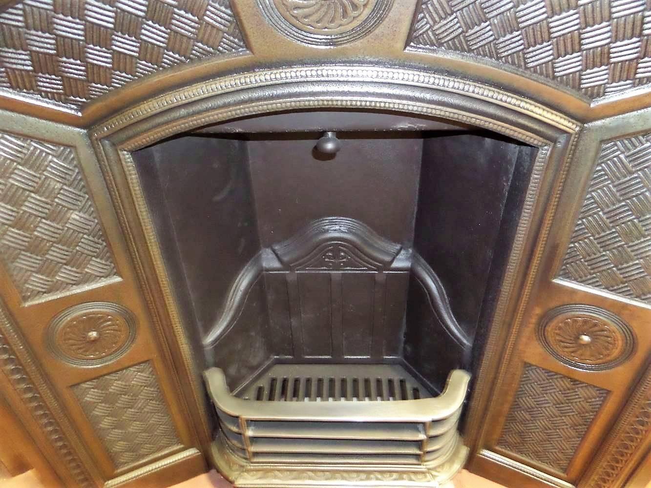 Arts and Crafts Late 19th Century Arts and Craft Burnished Cast Iron Fireplace Insert For Sale