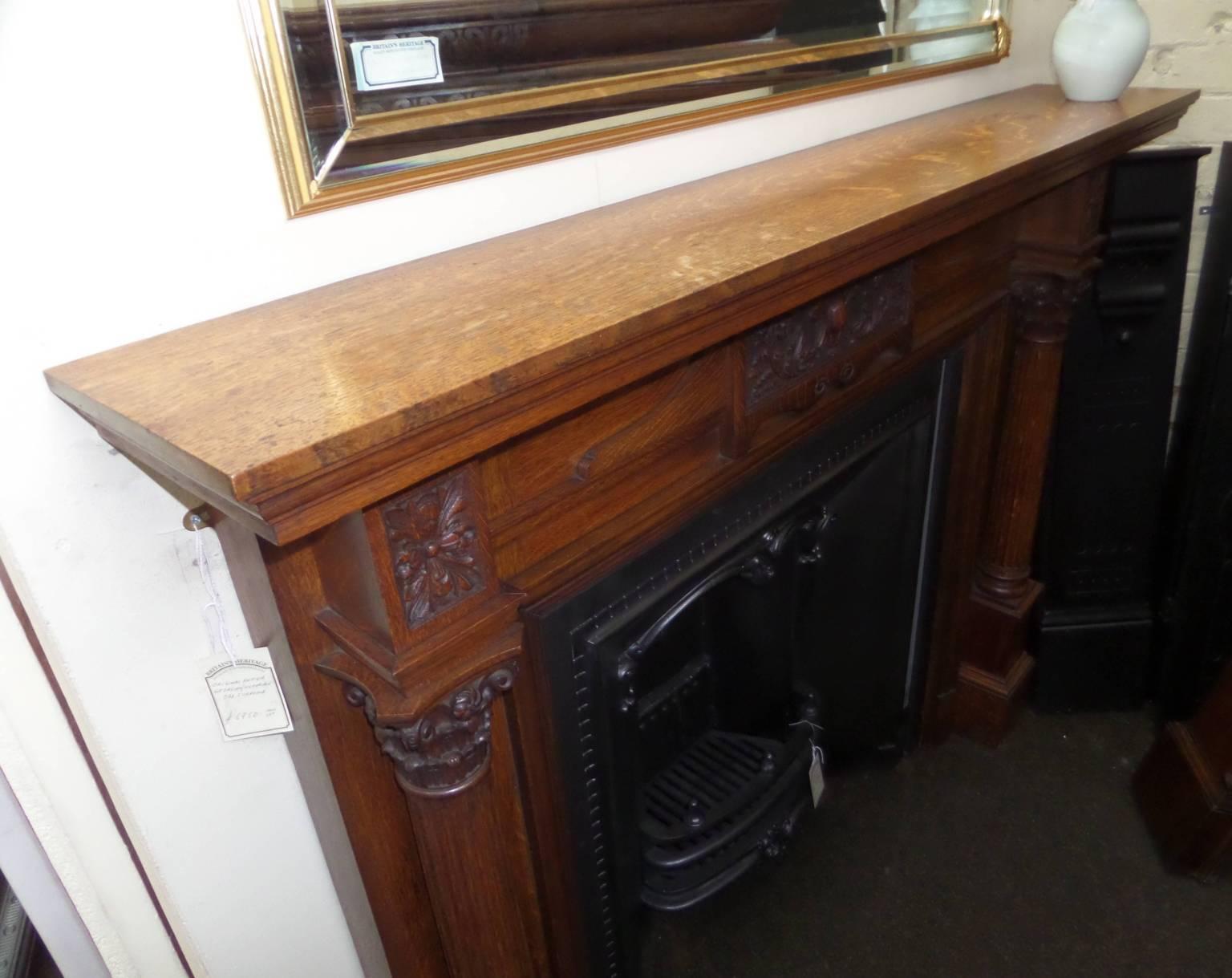 Mid 19th Century Regency English Oak Mantel Fireplace Surround For Sale 2