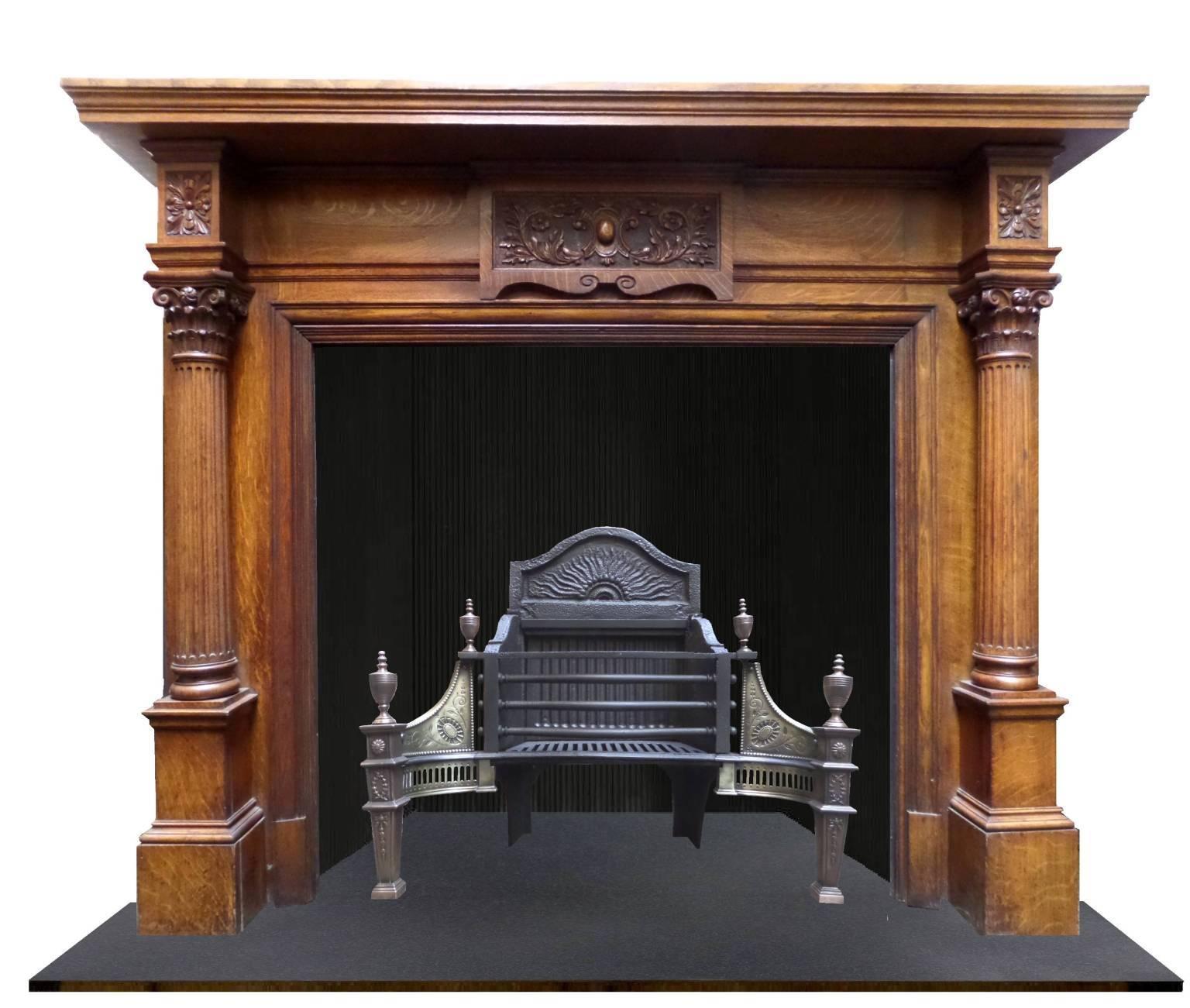 Mid 19th Century Regency English Oak Mantel Fireplace Surround For Sale 3