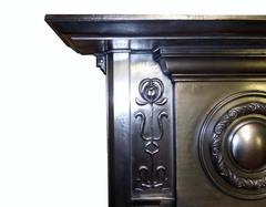 Early 20th Century Art Nouveau Cast Iron Tiled Semi Polished Fireplace
