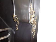 19th Century Victorian Burnished and Brass Cast Iron Arched Fireplace Insert