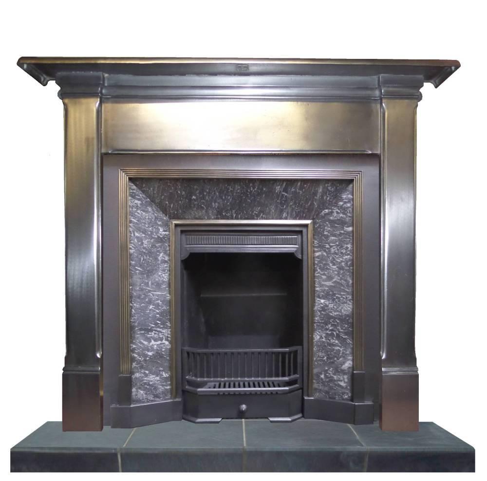  Art Deco 1930 Cast Iron Burnished Fireplace Mantel In Excellent Condition For Sale In Leicester, Leicestershire