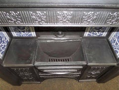 19th Century Victorian Hob Grate Fire Insert with William Morris Original Tiles