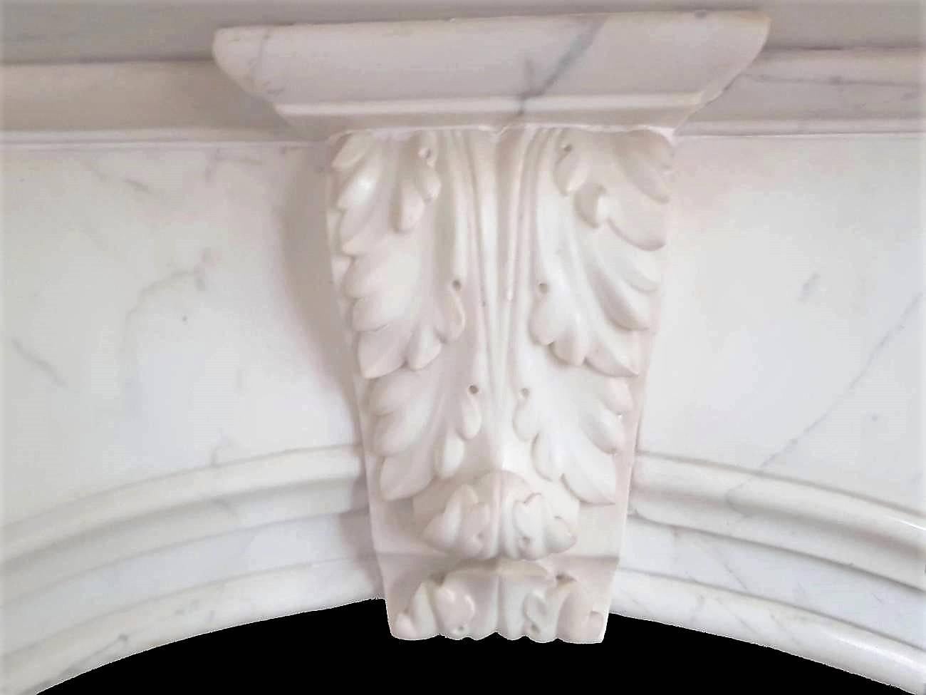 High Victorian 19th Century Large Victorian Arched Carrara Marble Chimney Piece For Sale