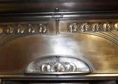 Late 19th Century Victorian Art Nouveau Semi Polished Fireplace with Tiles