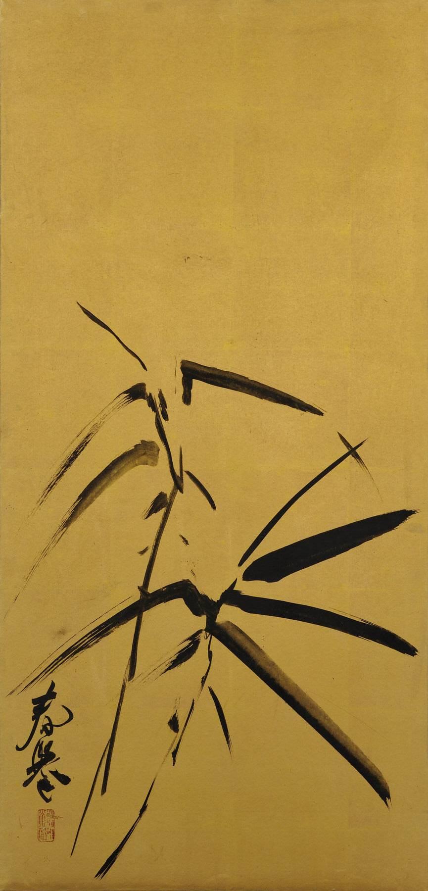 Yamamoto Shunkyo (1871-1933) Pareja de cuadros japoneses enmarcados, Carpa y bambú Japonés en venta