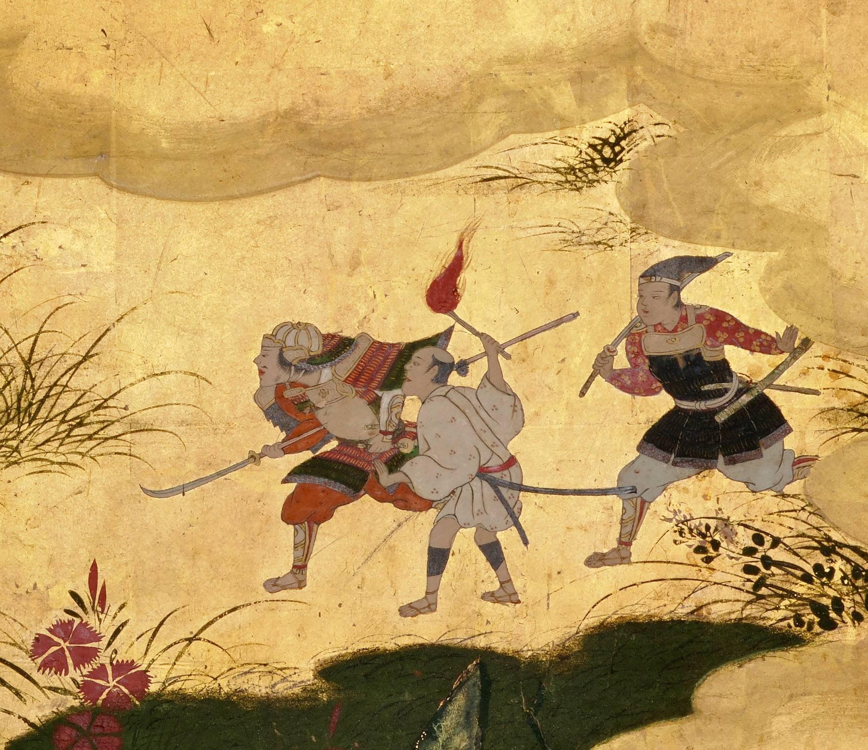 Edo Peinture sur paravent japonaise, vers 1700 