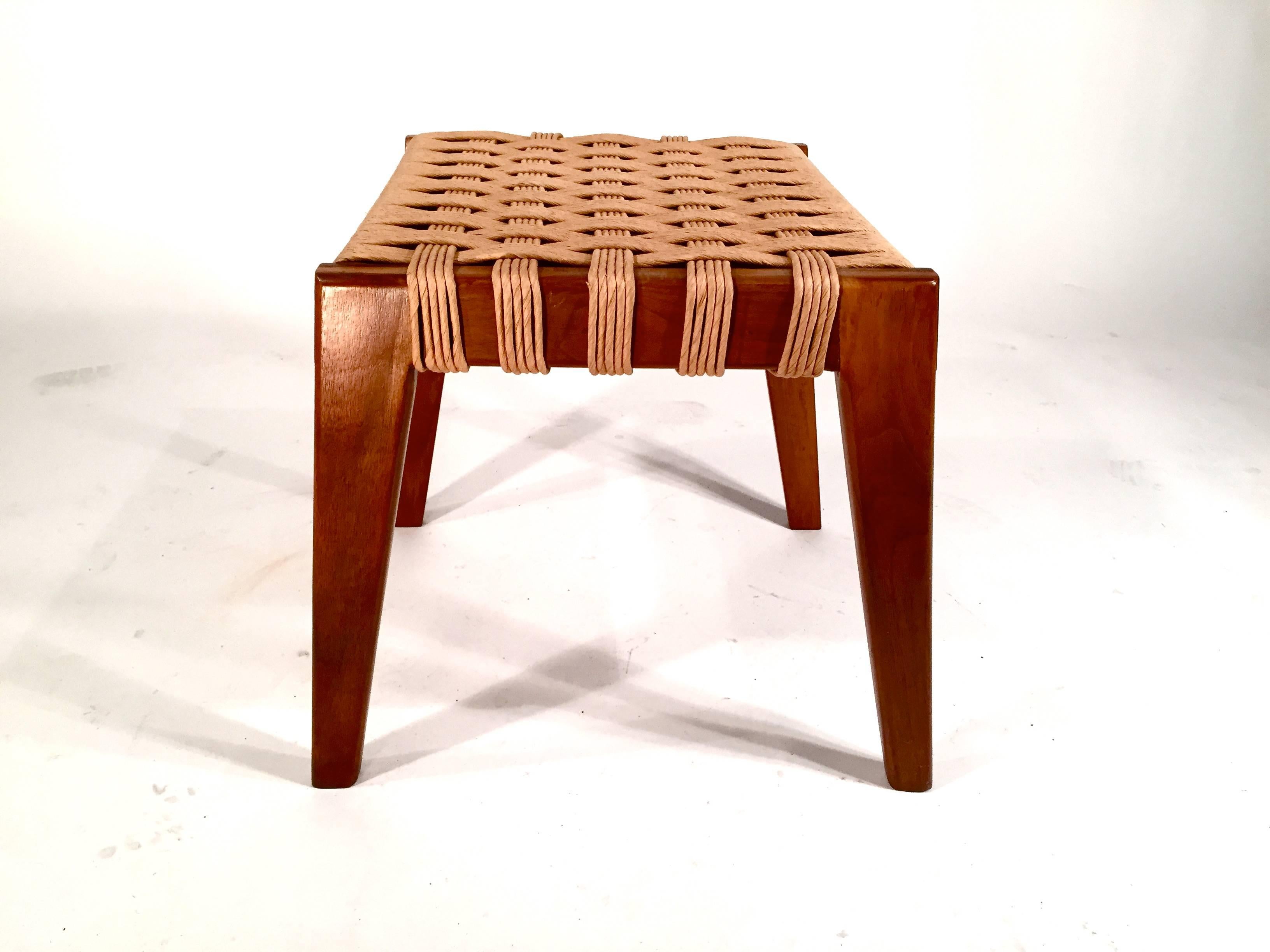 Paper cord stool or ottoman. Very well made with nice construction, Denmark, 1960s.