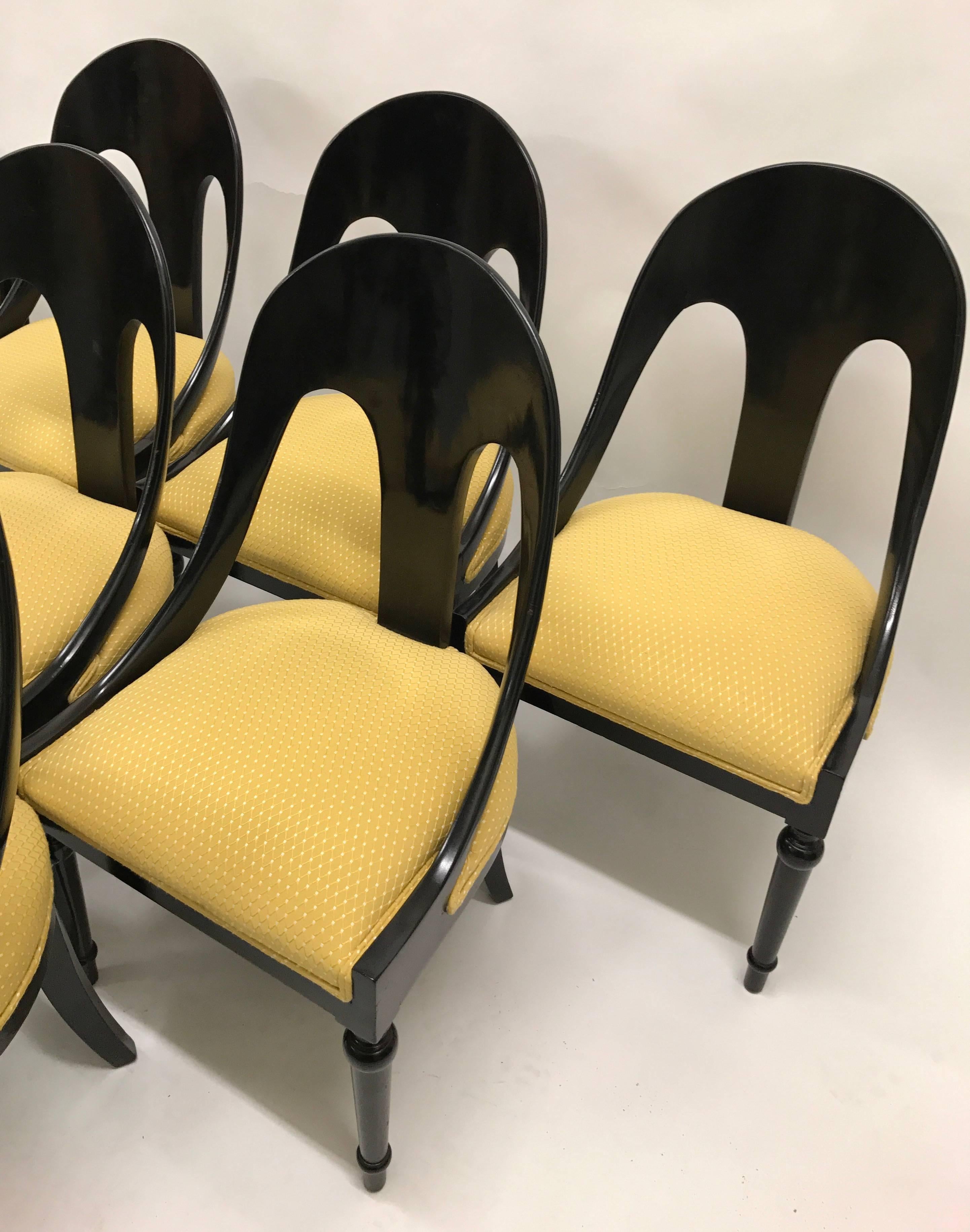 Six Neoclassical Style Lacquered Spoon Back Dining Chairs In Good Condition For Sale In Lake Success, NY