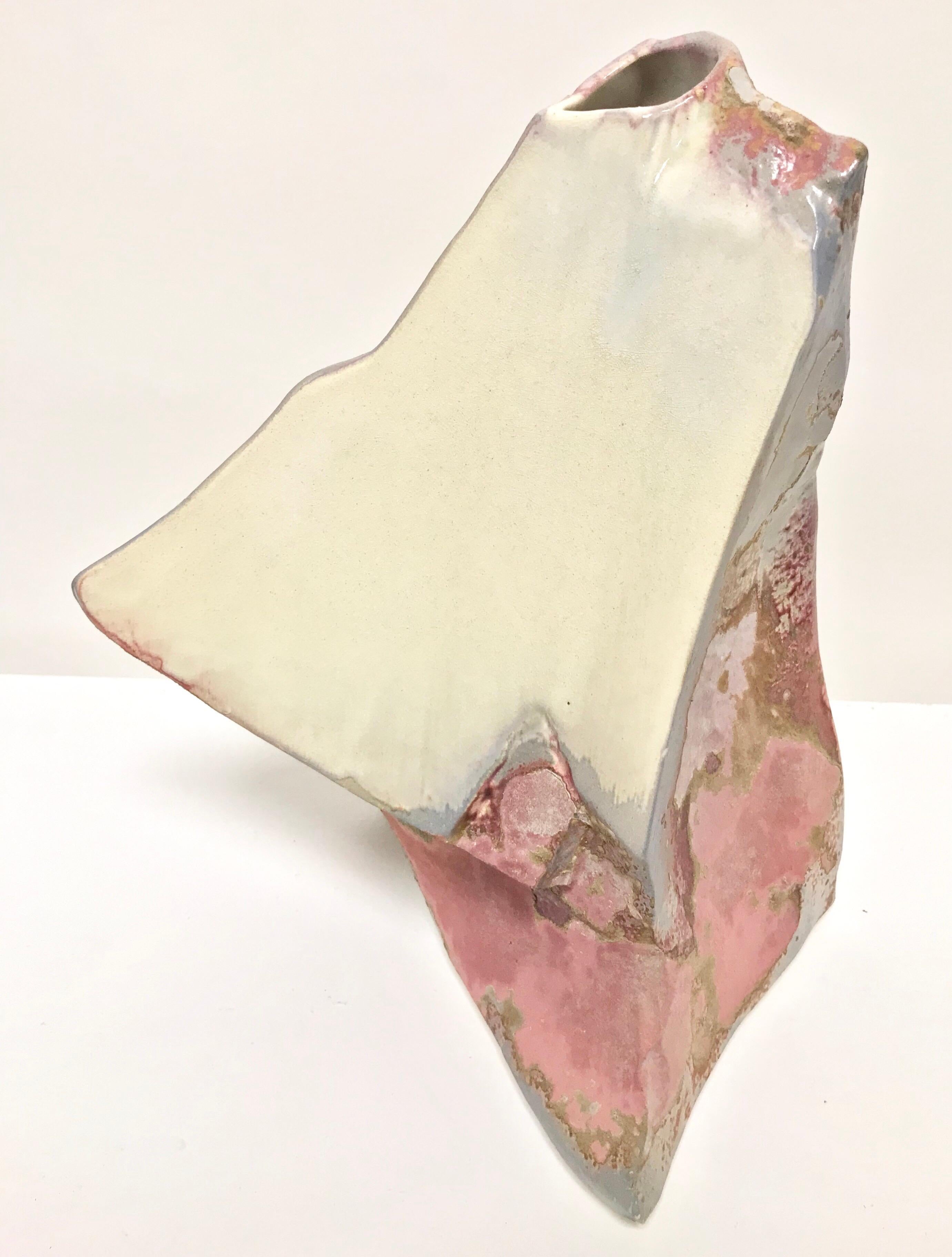 Raku vase produced by the Evans Ceramic Company of California by artist Tony Evans.