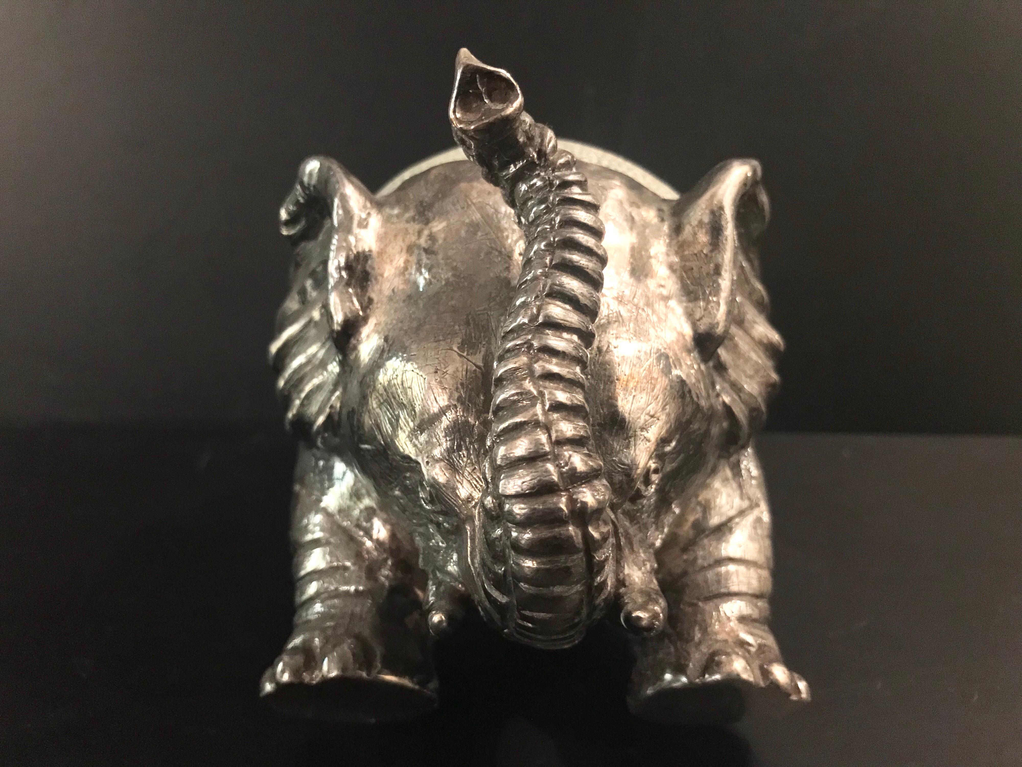 Lotus Arts de Vivre Shagreen and Sterling Silver Elephant Sculpture 1