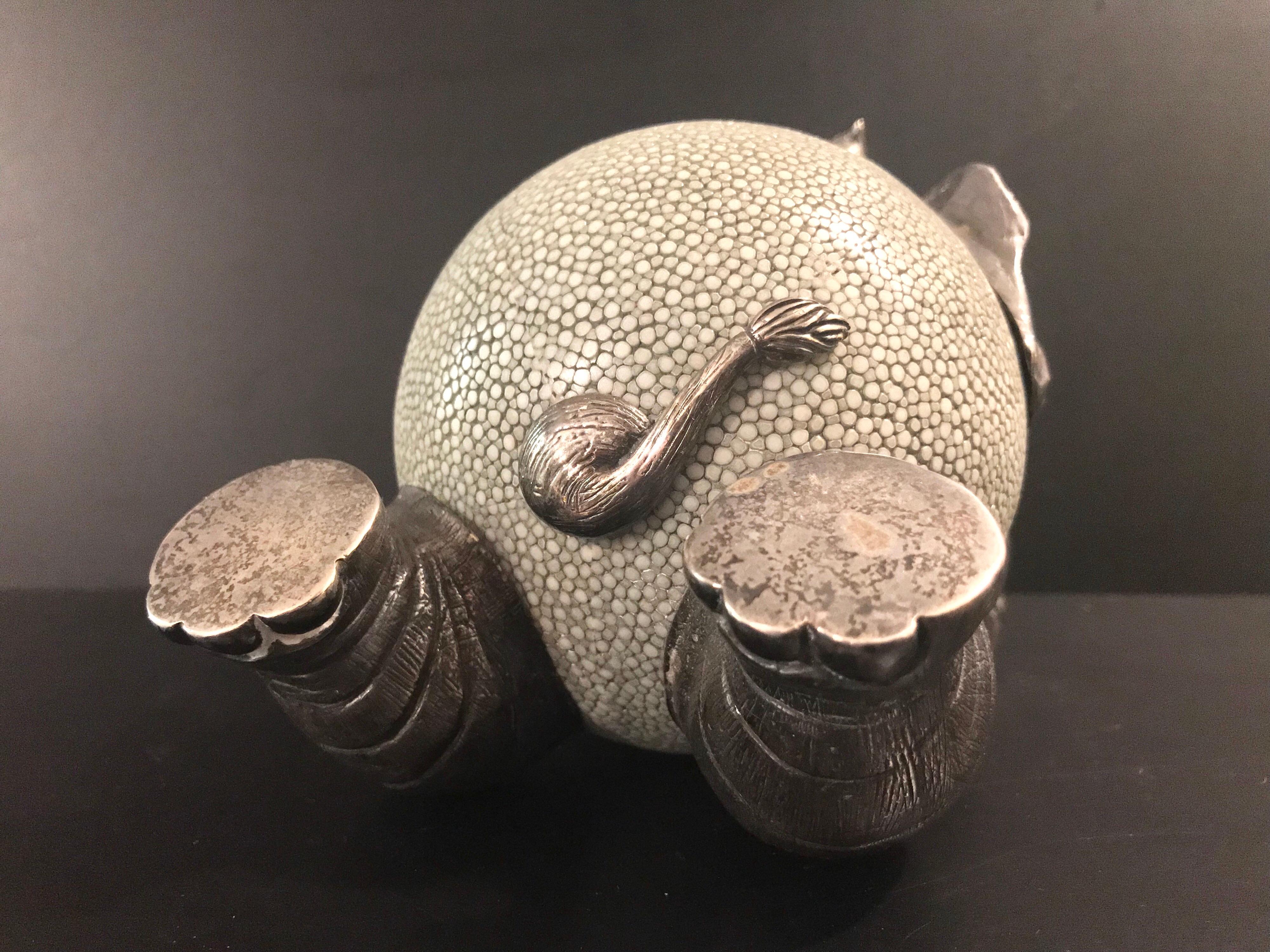 Lotus Arts de Vivre Shagreen and Sterling Silver Elephant Sculpture 5