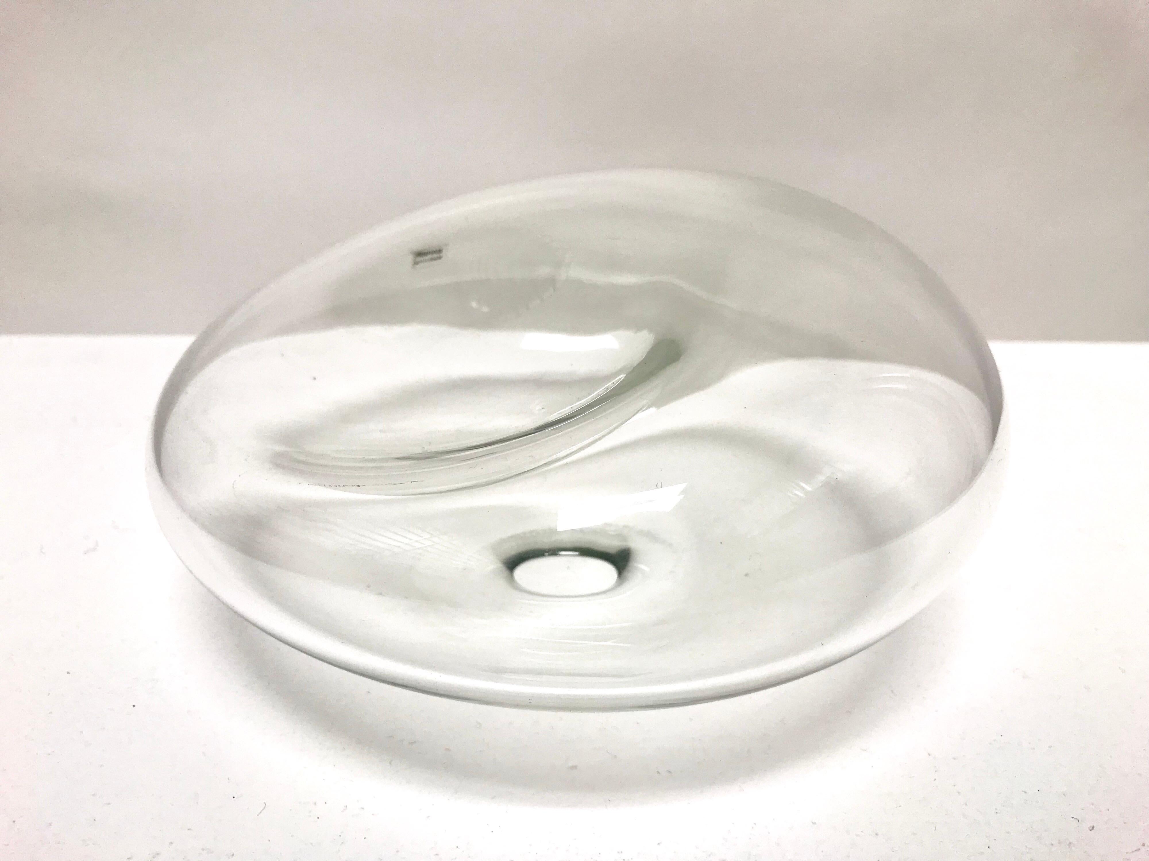 Italian Murano Clear Glass Bowl by Alfredo Barbini For Sale