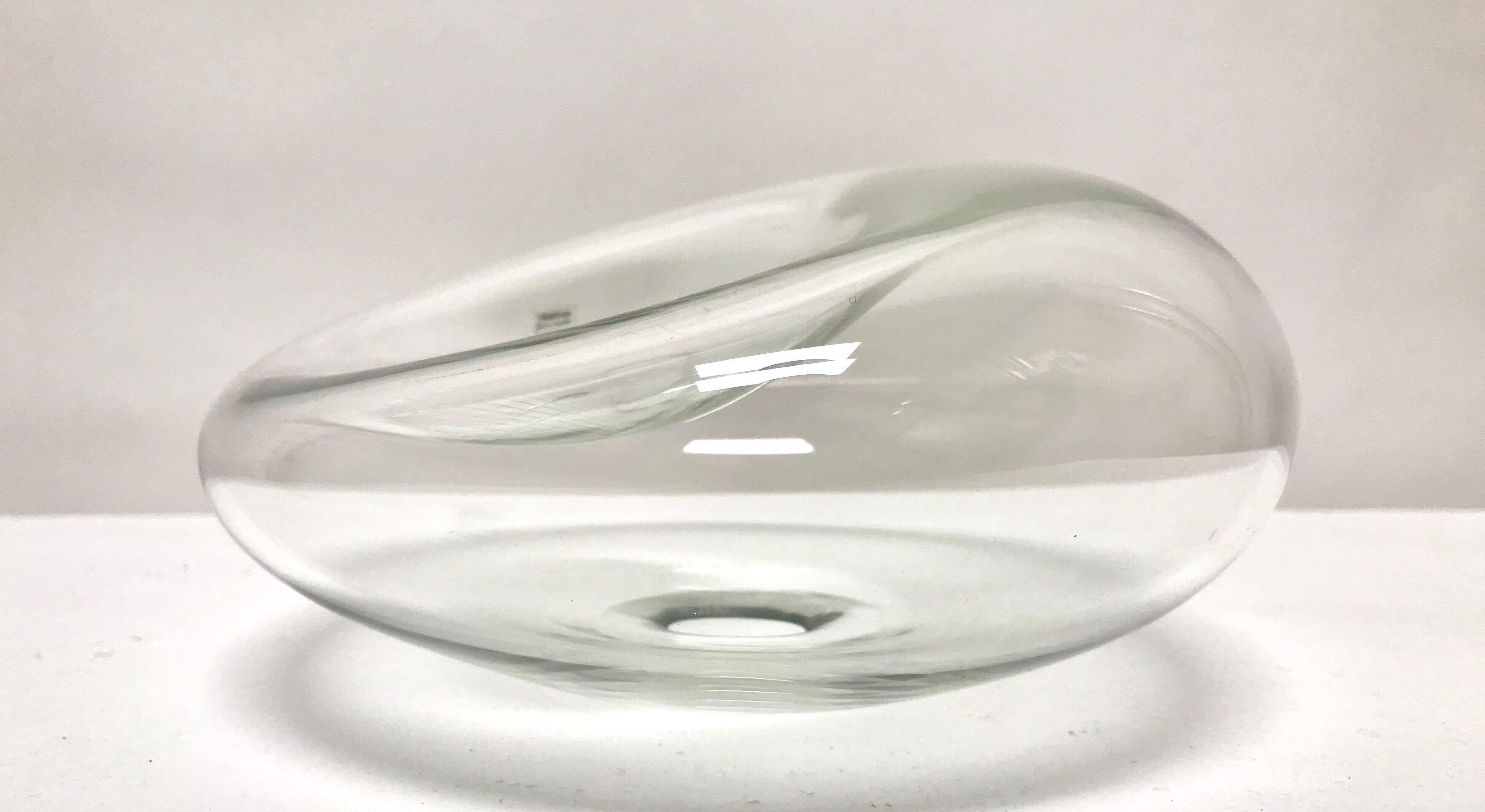 Murano Clear Glass Bowl by Alfredo Barbini In Good Condition For Sale In Lake Success, NY