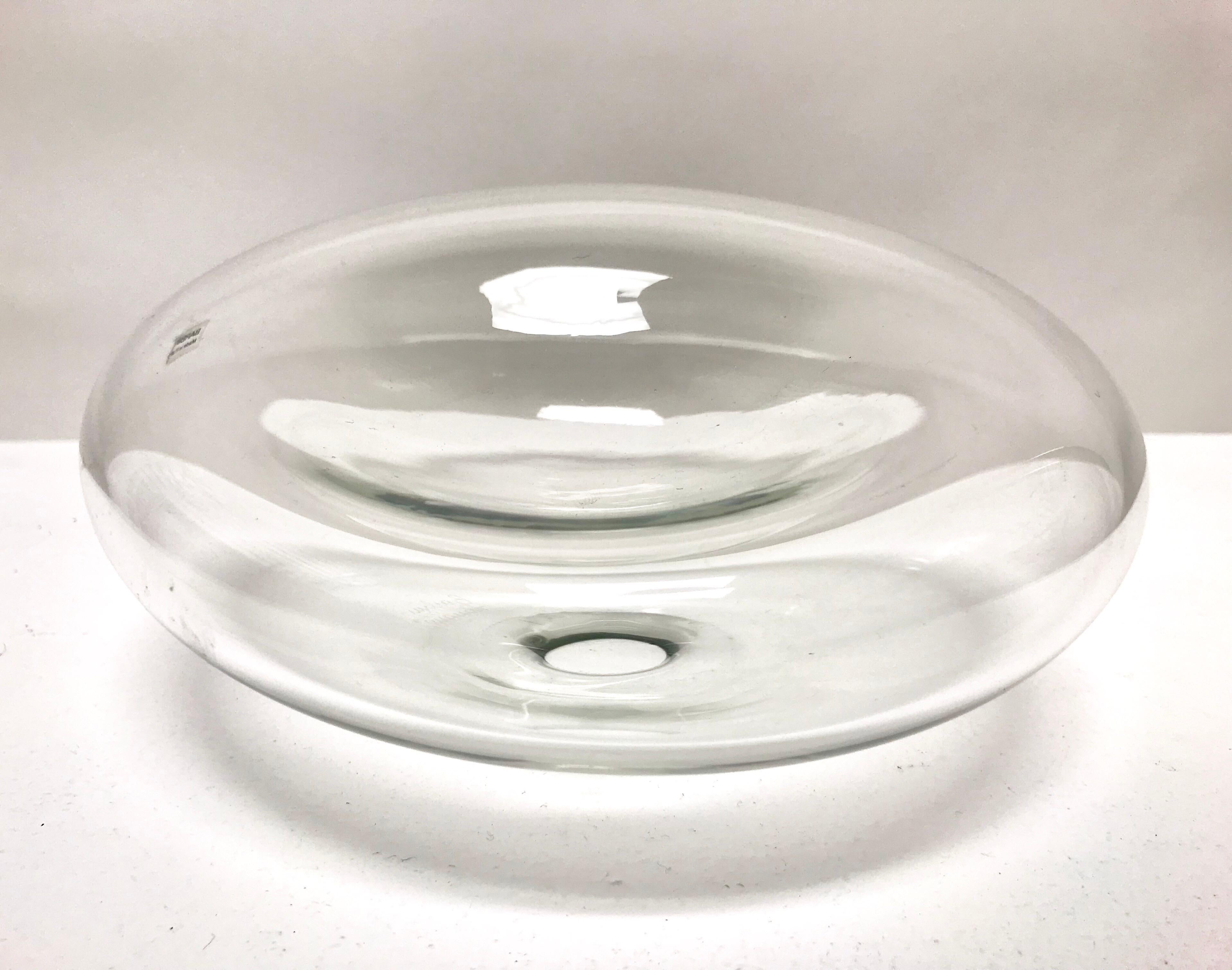 Murano Clear Glass Bowl by Alfredo Barbini (Ende des 20. Jahrhunderts) im Angebot