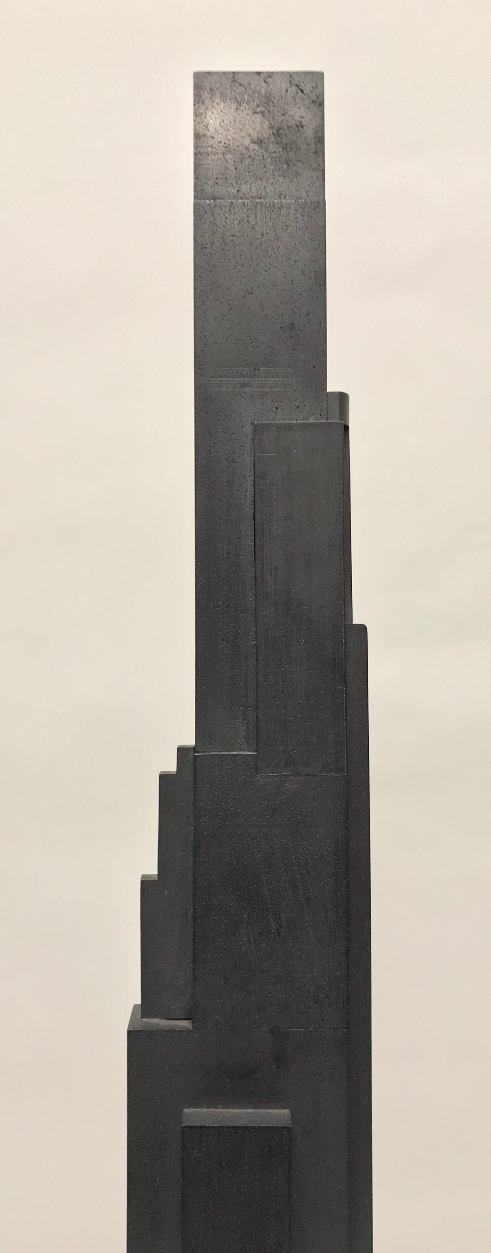 American Geometric Cast Graphite Skyscraper Sculpture