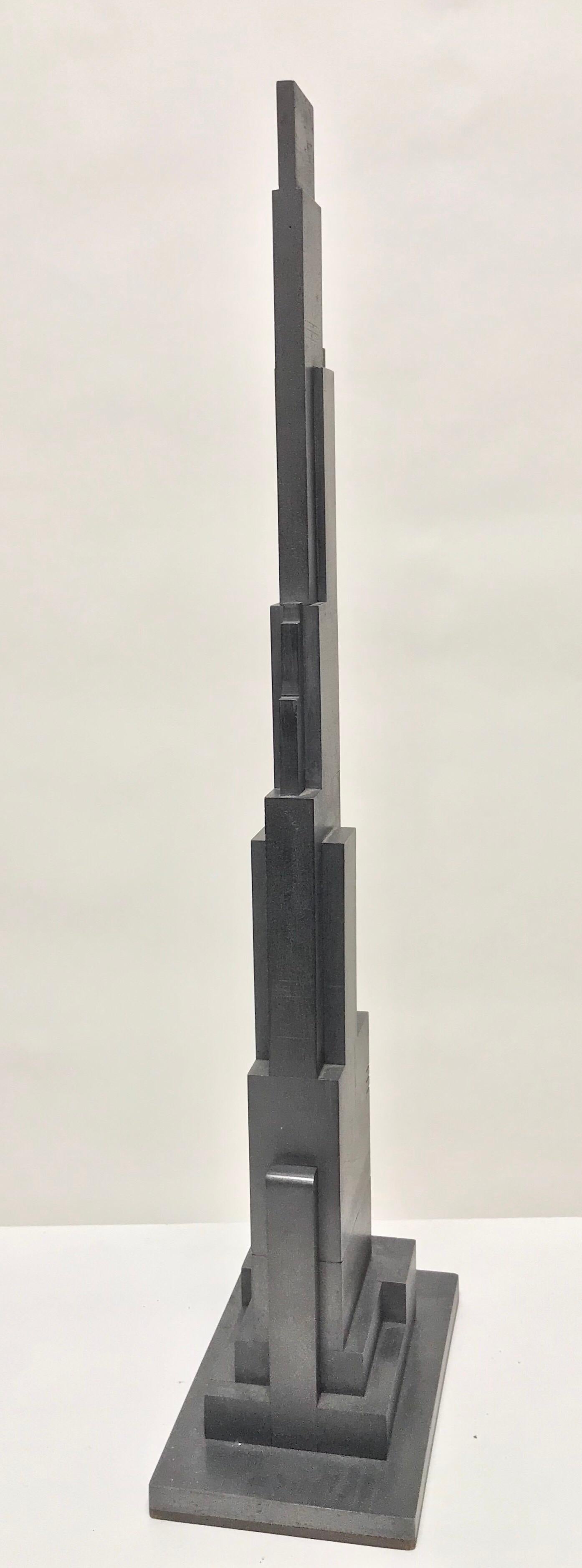 Geometric Cast Graphite Skyscraper Sculpture 1