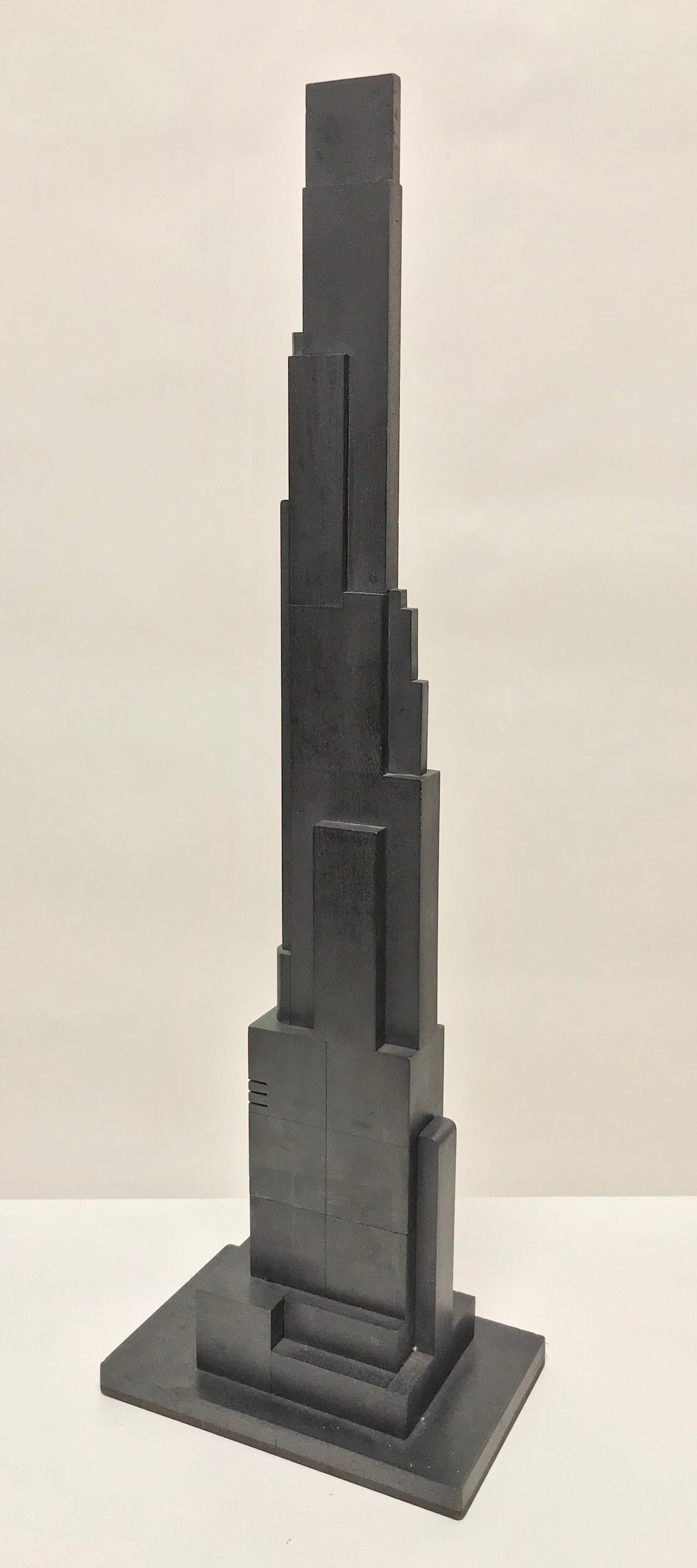 Geometric Cast Graphite Skyscraper Sculpture 3