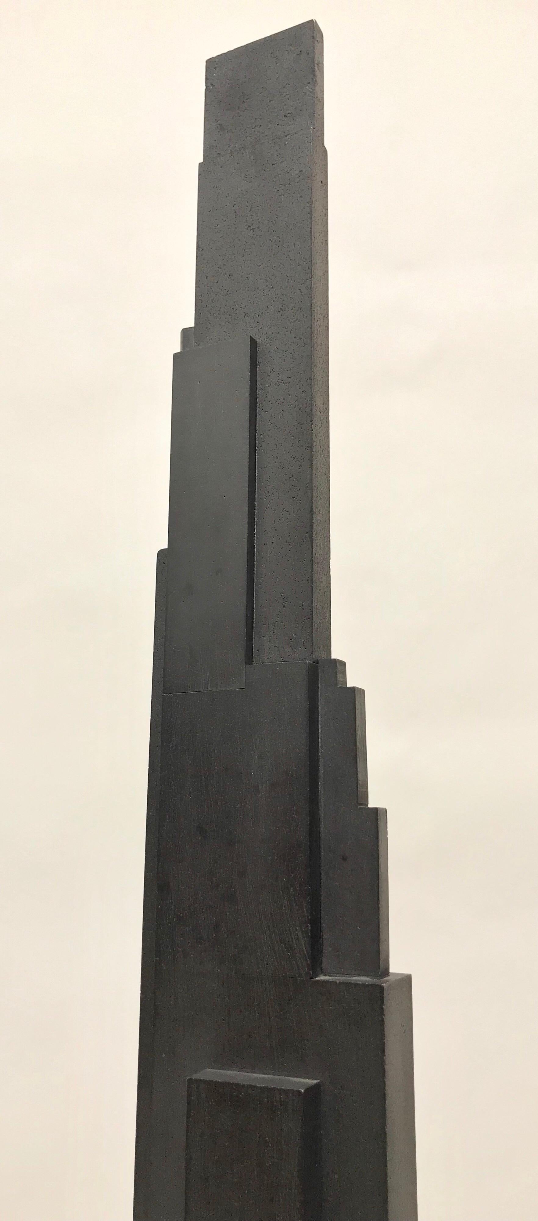 Geometric Cast Graphite Skyscraper Sculpture 5