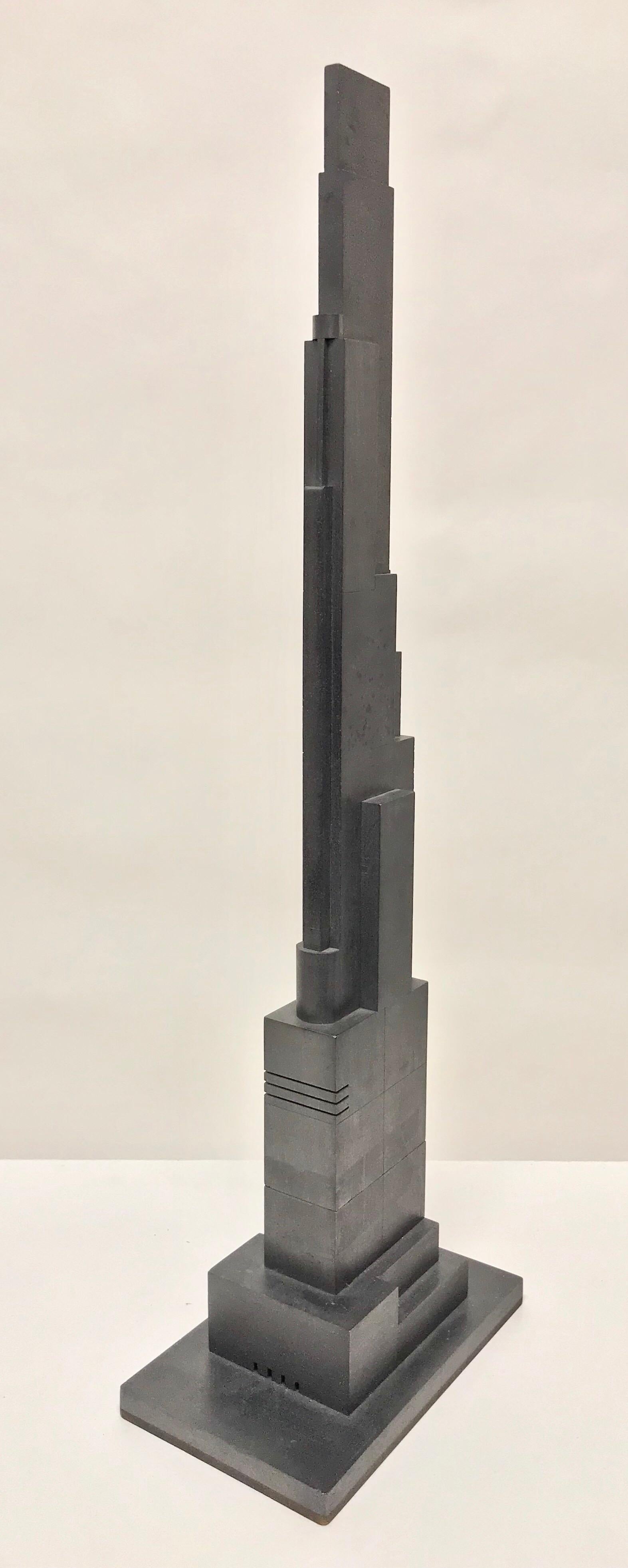 Geometric Cast Graphite Skyscraper Sculpture 6