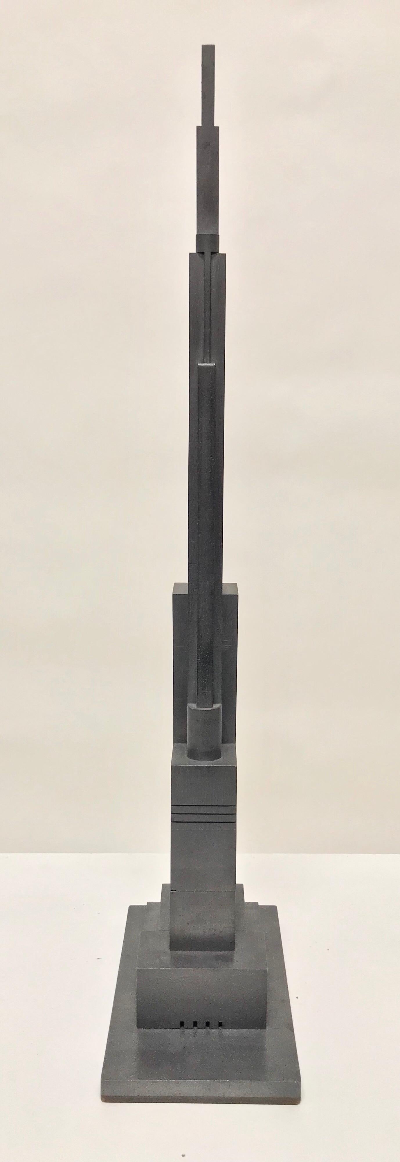 Geometric Cast Graphite Skyscraper Sculpture 9