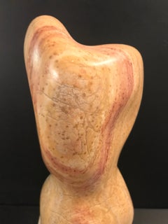 20th Century Modern Art Marble Sculpture on Limestone Plinth Base