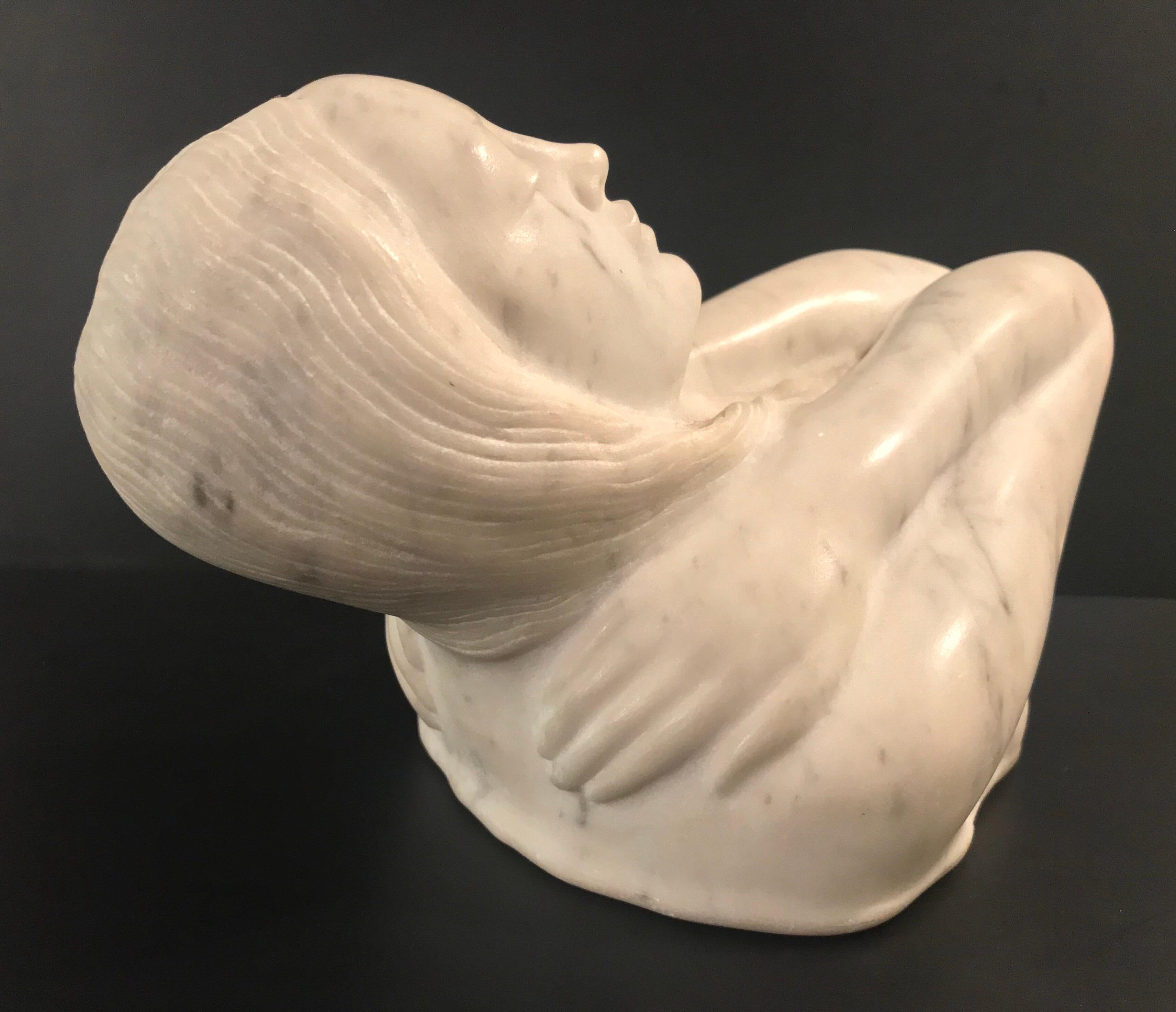 Art Nouveau Reclining Maiden Marble Sculpture Signed For Sale 4